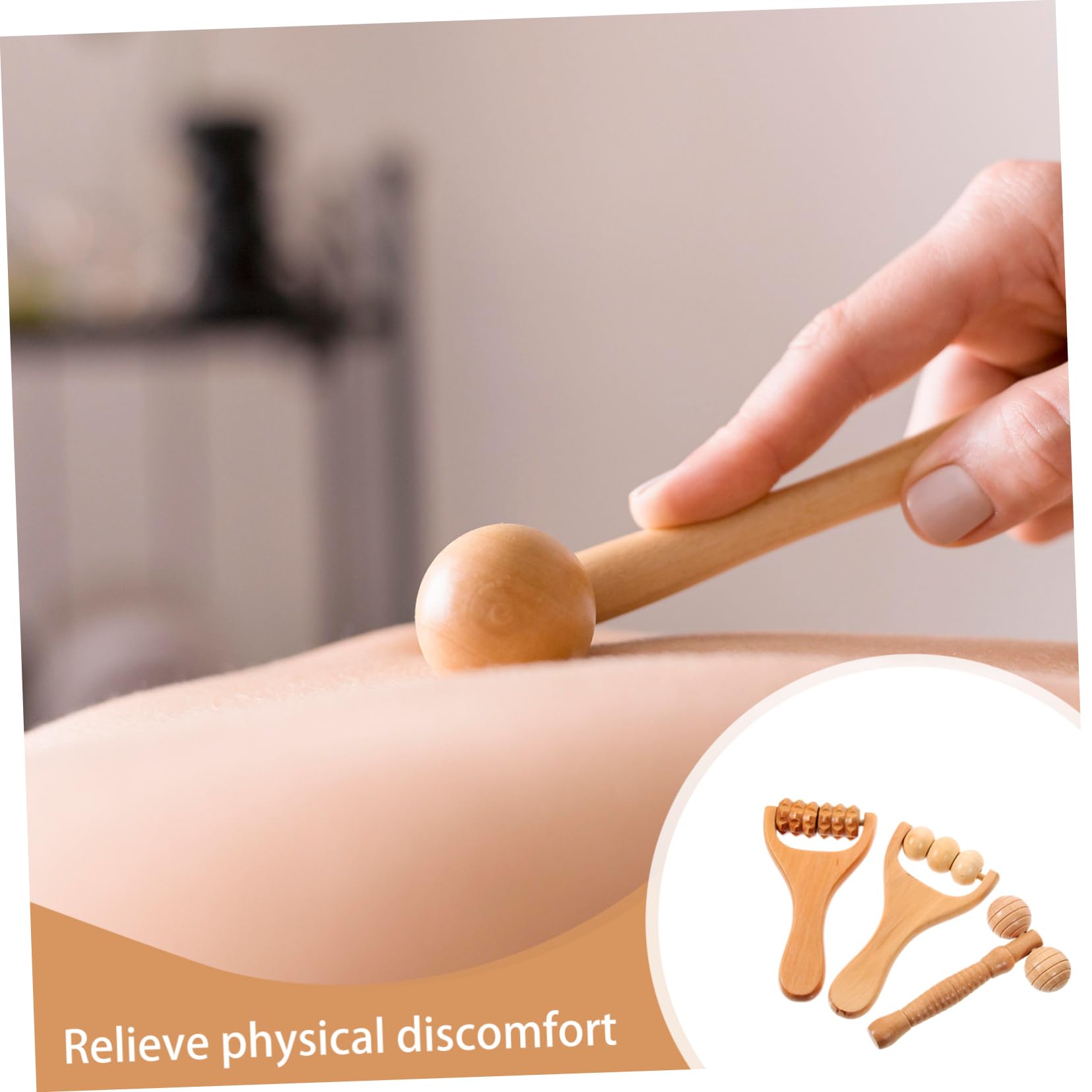 Beaupretty 5 Series Circulación Manual Cervical Rodillos Hombro Rodillo De Masaje Cuello Pie Shiatsu Masajeador Herramientas Madera 3 Piezas X 5