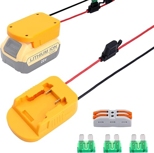 Adaptador de rueda eléctrica para Dewalt Adaptador de batería de 20 V, kit de convertidor de batería con fusibles y terminales de cable, cable de 12