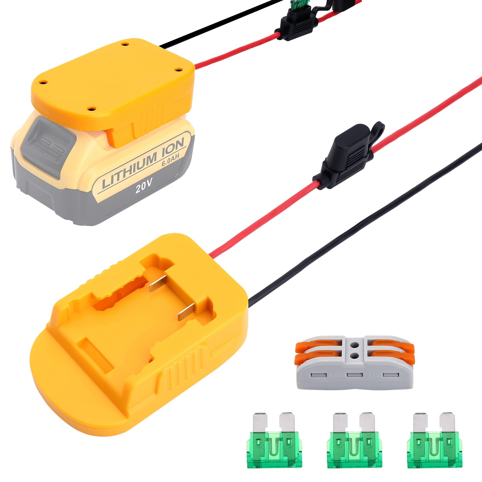 Power Wheel-Adapter Für Dewalt 20 V Akku Mit Sicherung, Schalter Und Drahtanschluss Stromanschluss Fur Rc Cars Roboter Rc Trucks Heimwerker Dcb205 Dcb206 Dcb200 84645382