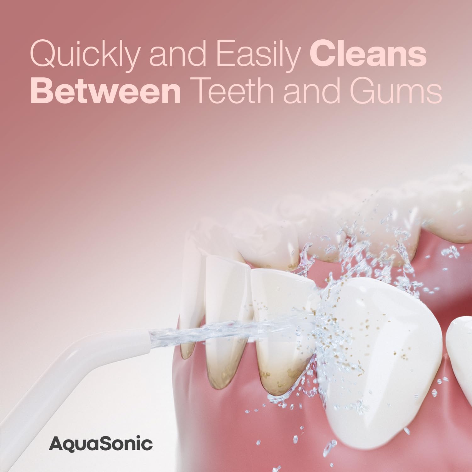 AquaSonic Aqua Flosser PRO - Rechargeable Electric Cordless Water Flosser for Teeth, Gums & Tongue - Waterproof Modern Design, 300ml Large Tank, 3 Modes, 6 Jet Tips, Deluxe Tongue Nozzle - Rose Gold