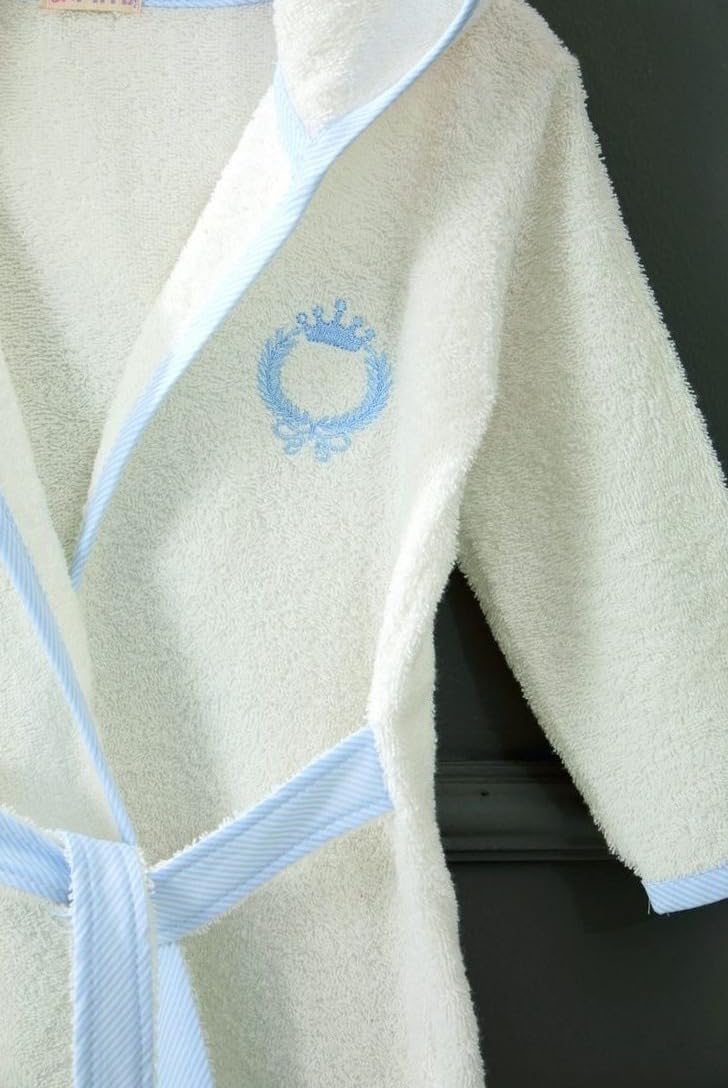 MOOGCO King Embroidered Muslin Baby Bathrobe Set, 2 Pieces (1 Year), Blue