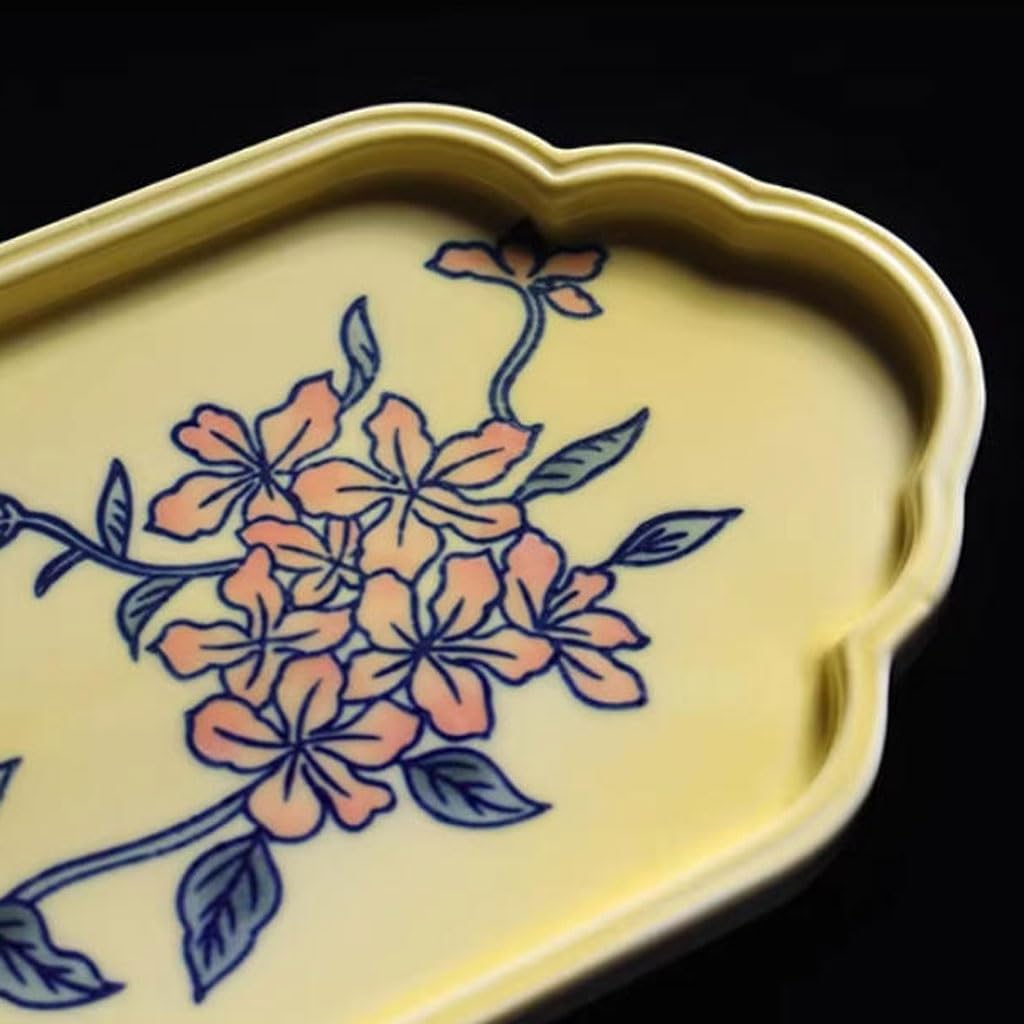 Bandejas Servir Comida Bandeja De Té Cerámica Amarilla For El Hogar, Almacenamiento, Decorativa For Entrada Sala Estar Mesa Cama