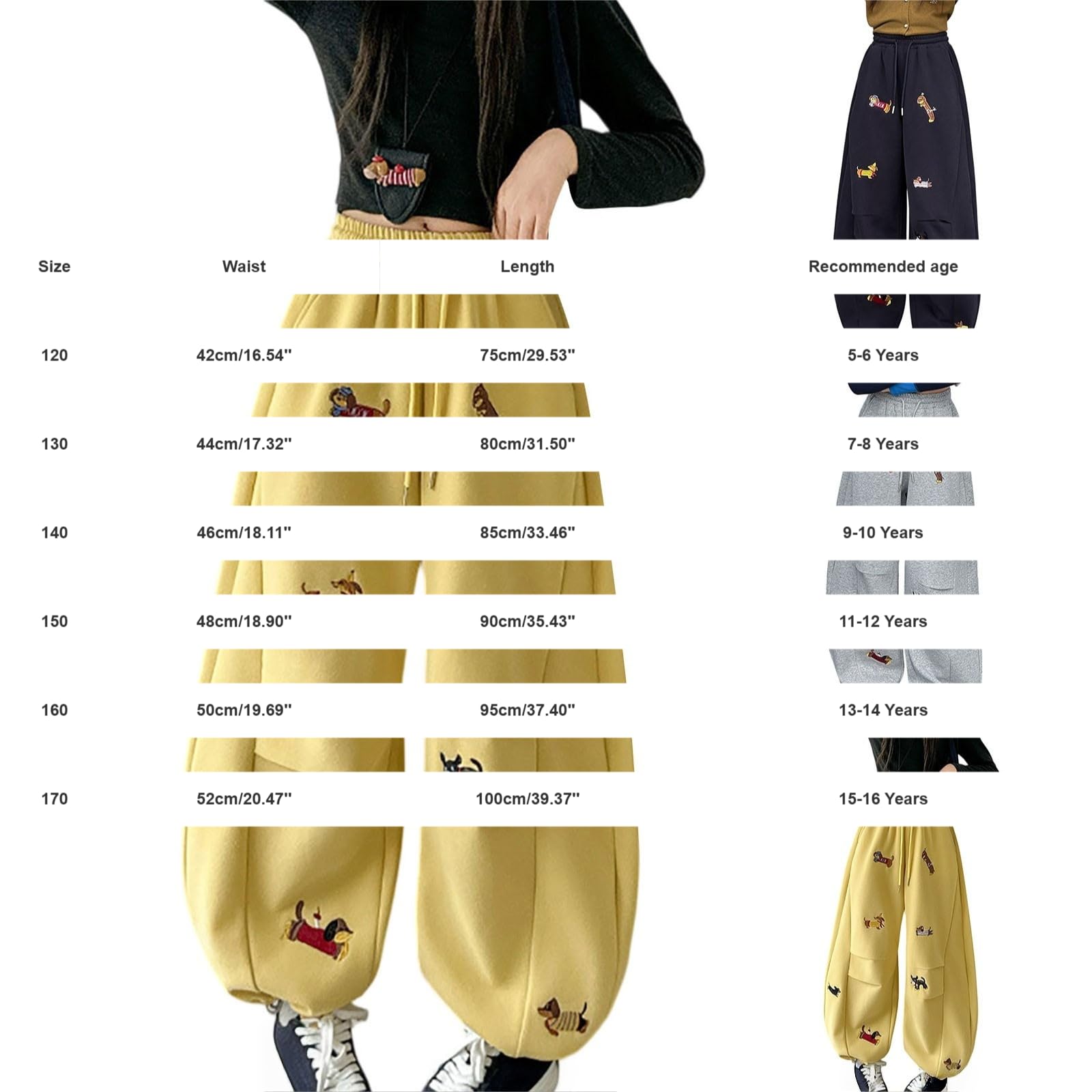 Pantaloni della tuta da ragazza casual a gamba larga pantaloni alla