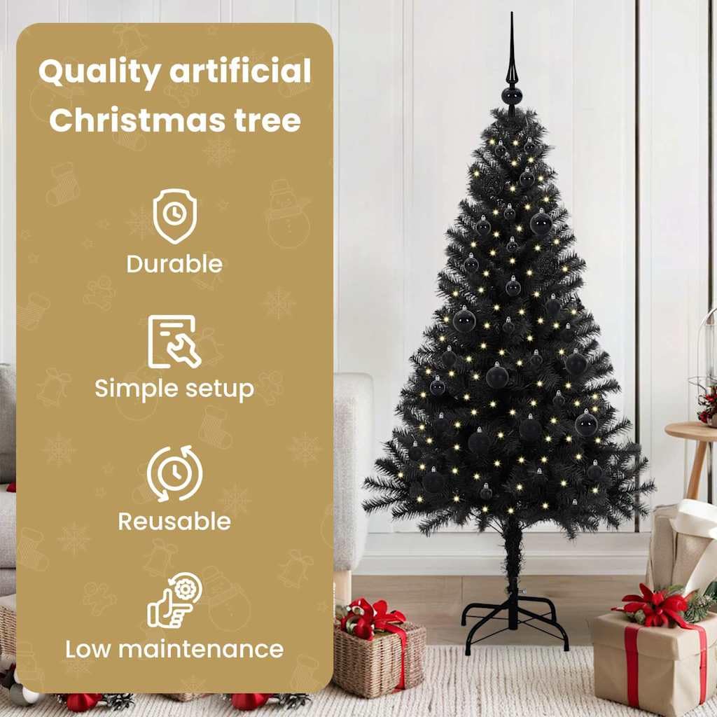 vidaXL Albero di Natale Nero 150 cm PVC