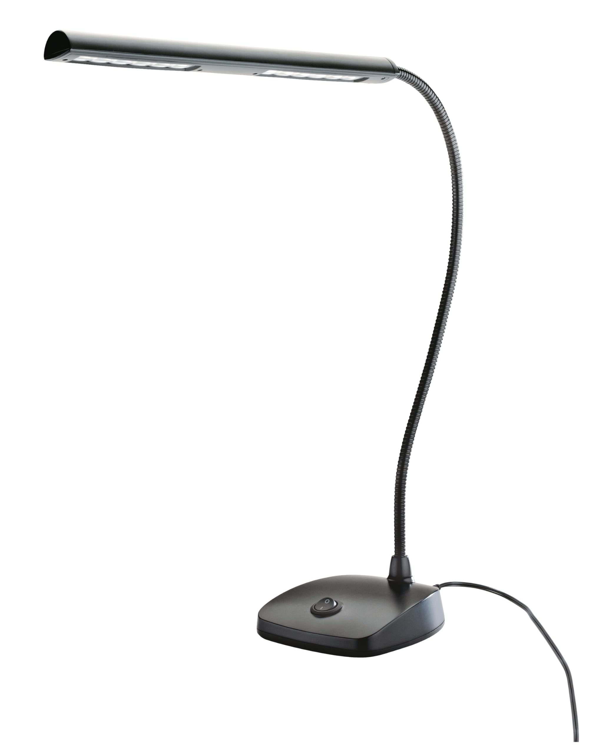 K&M 12296 Pianoleuchte Schwarz – 29,6 cm Lampenschirm mit Schwanenhals – 12 LEDs mit 2500 Lux Helligkeit, 3 m Kabel
