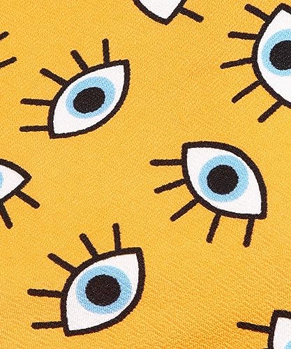 Image of POPWINGS Women Casual Yellow Eye Printed Self Design Tank Crop Top Tops for Women | Stylish Tops for Women | Trendy Tops Women