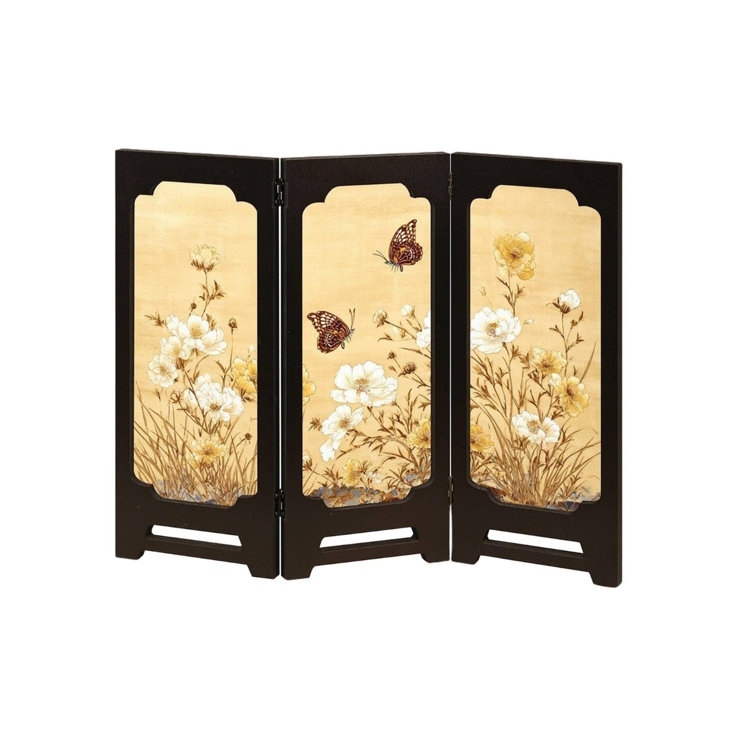 Three-Panel Tabletop Screen with Hinges Freestanding Folding Screen Ornament Hinged Compact for Desk, Shelf, Entryway, Pf-xfb013-image-42