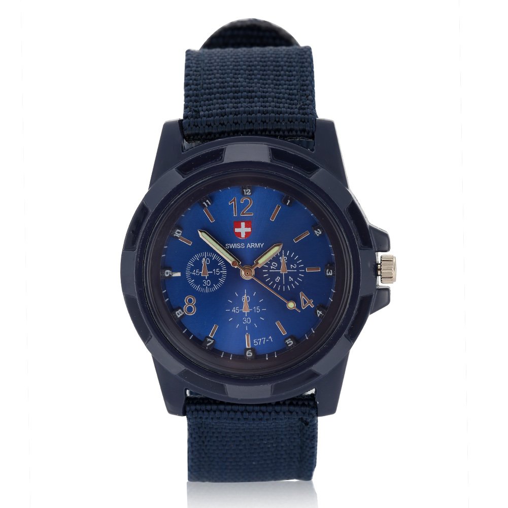 Jadpes Reloj de Pulsera con Correa, Reloj electrónico analógico de 5 Colores Reloj de Pulsera Militar con Correa de Nylon Redonda para Mujeres y Hombres Regalo de cumpleaños de Aniversario