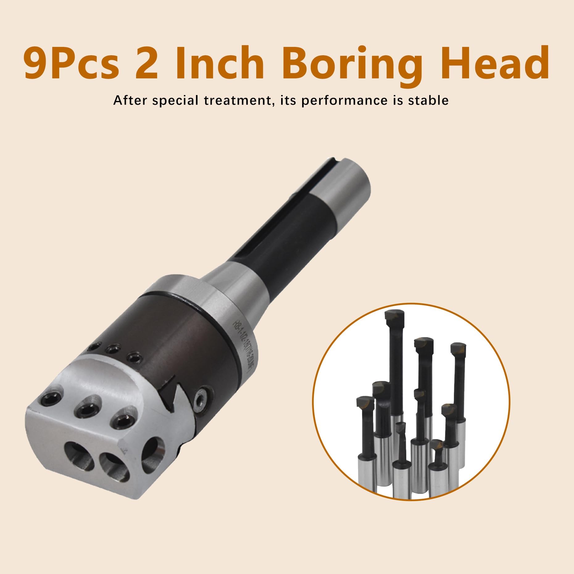 Kimllier Boring Head Set - 9 Boring Bars R8 Handle -5