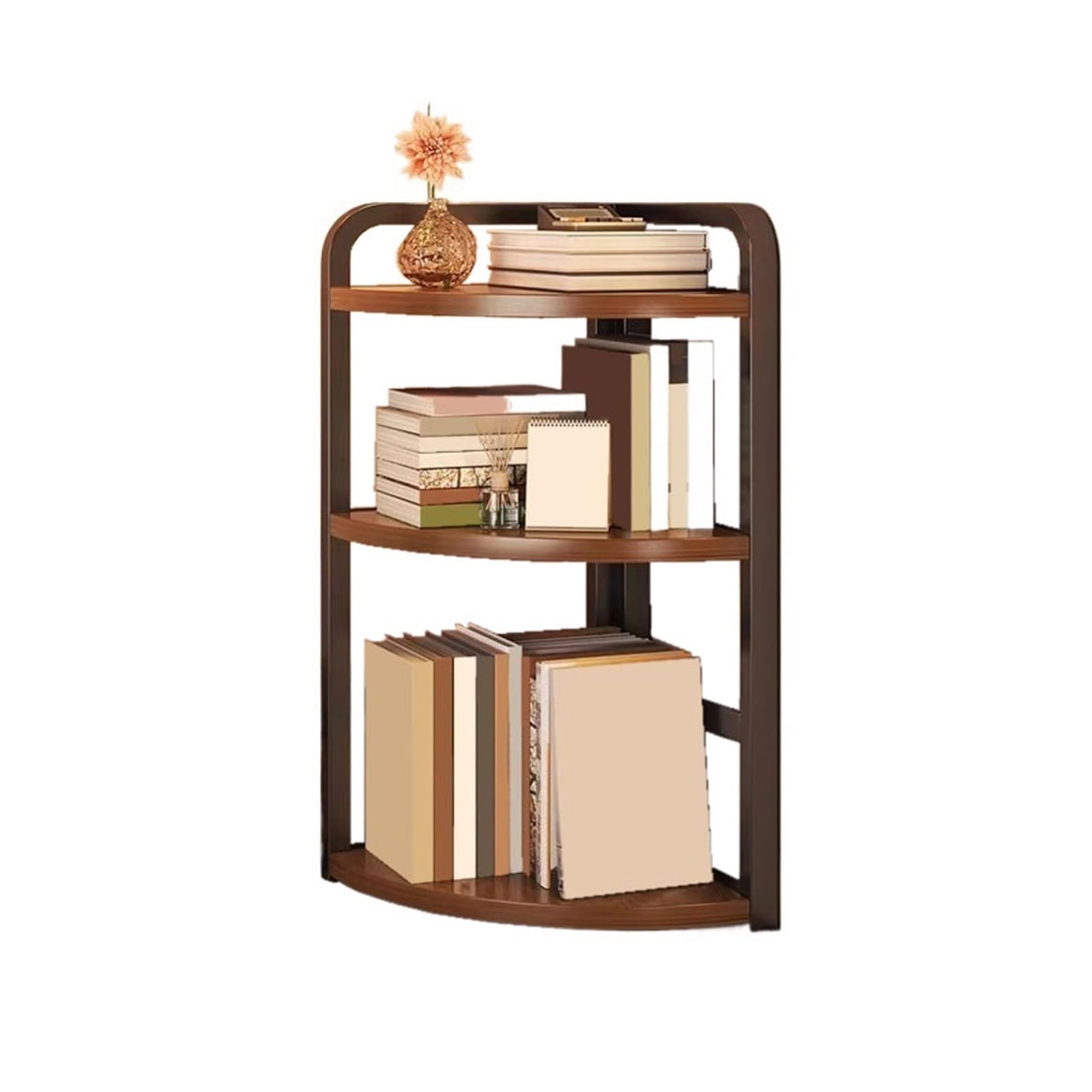 Cenz-888 Portable Bookshelf Industrial Style Corner Steel Fram Fan-shaped Artificial Board Bookshelf Storage Rack Storage Rack