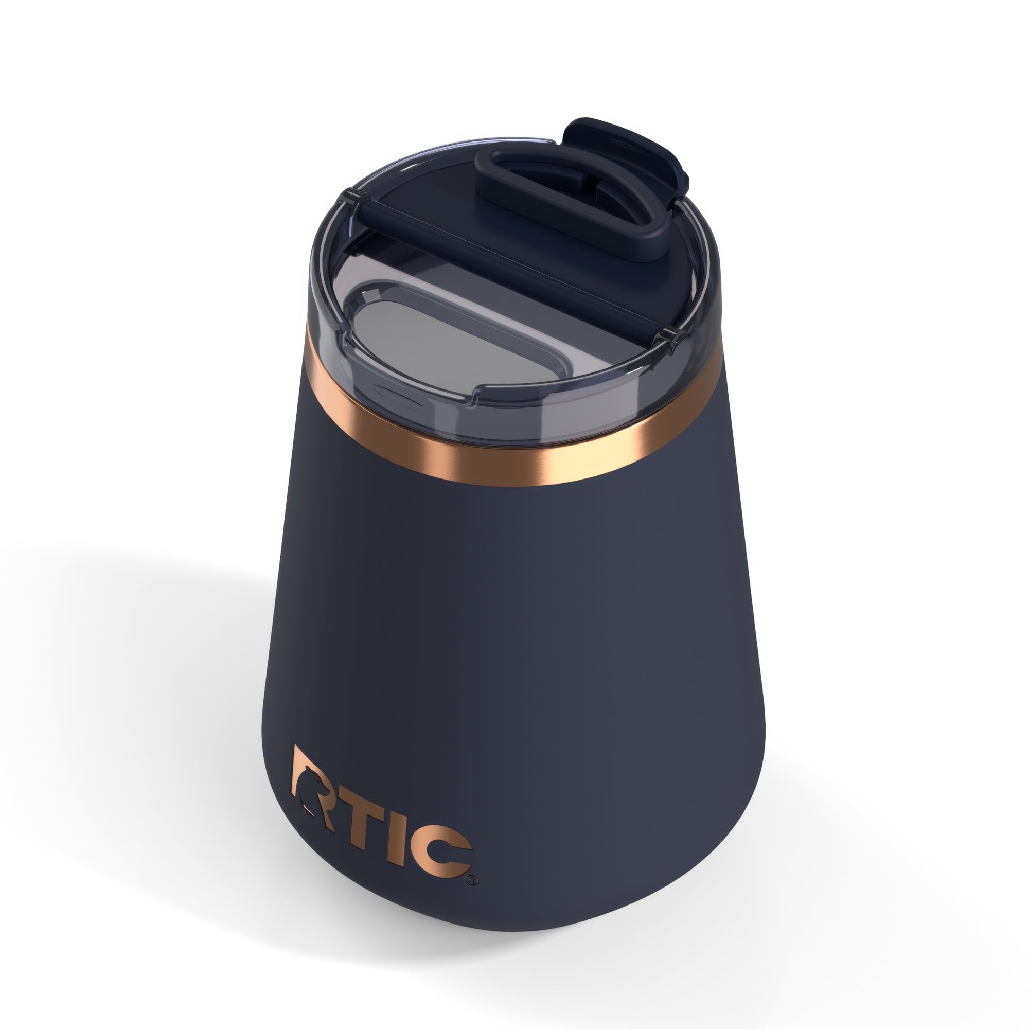 RTIC Happy Hour 12oz Wine Tumbler with Lid, Ceramic Lined, Stemless, Insulated, Stainless Steel Metal, Portable Travel Cup for Hot and Cold Drink,