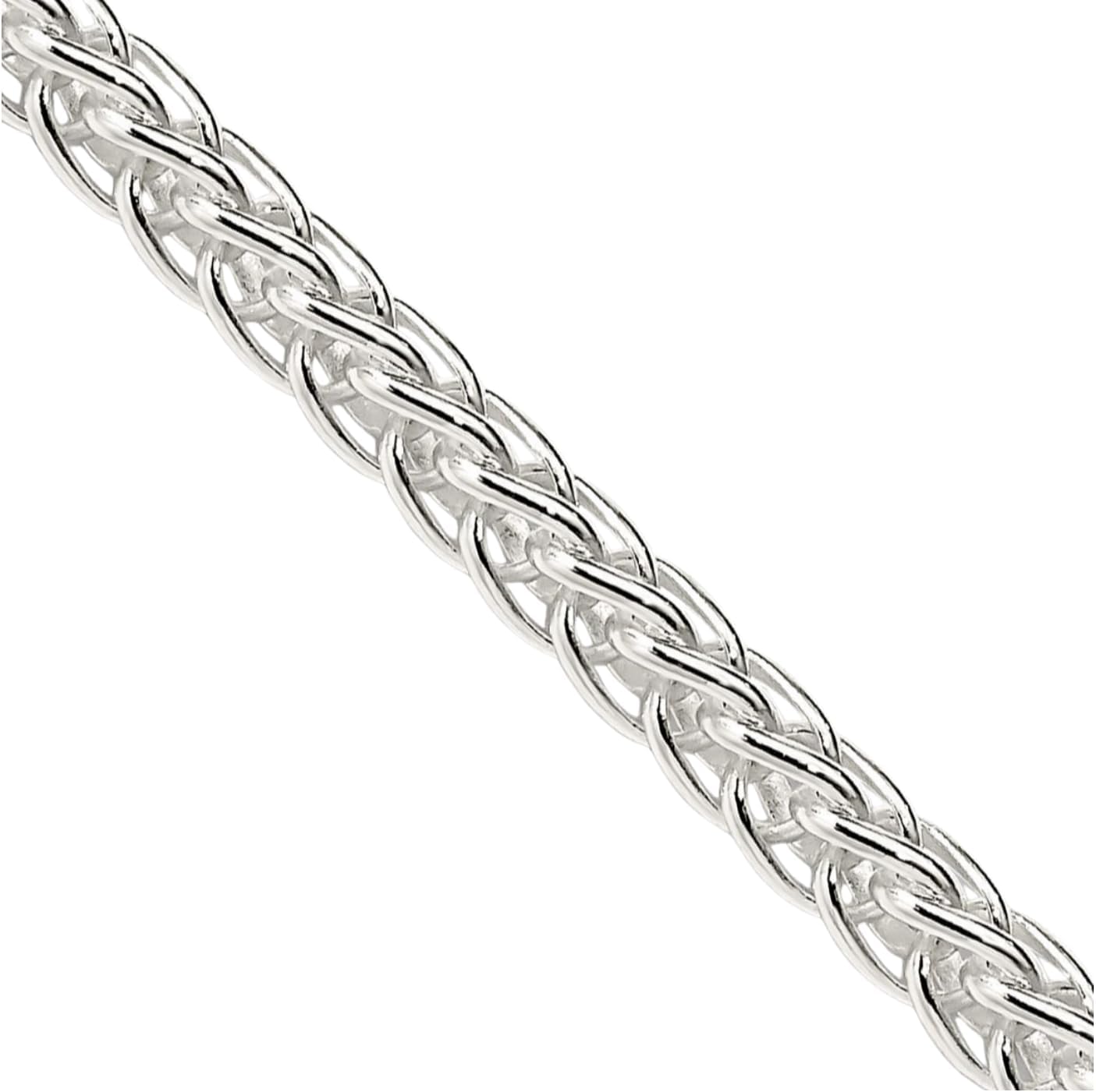 IceCarats 925 Sterling Silver 3mm Square Spiga Wheat Chain Necklace Polished