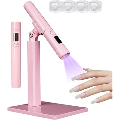 Mini UV Light for Nails, Portable LED Flash Cure Lamp for Gel X Polish, Small Handheld Magnetic UV Pen for Single Finger, Nail Curing Lamp with Stand for Starter Salon DIY/Home Manicure/Travel