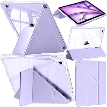 UnDePlus iPad 11.Nesil A16 11inç/10.Nesil 10.9inç ile uyumlu Kılıf Mika Trifolding Şeffaf Kalem Bölmeli 27-Wine Red