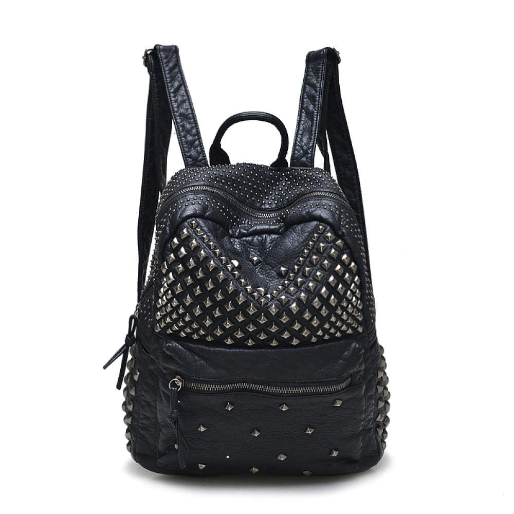 Rivet Design Luxe czarny plecak ze skóry PU torba na ramię wypoczynek torba podróżna torba szkolna plecak dla nastolatek dziewcząt, Czarny, M, Plecaki tornistry
