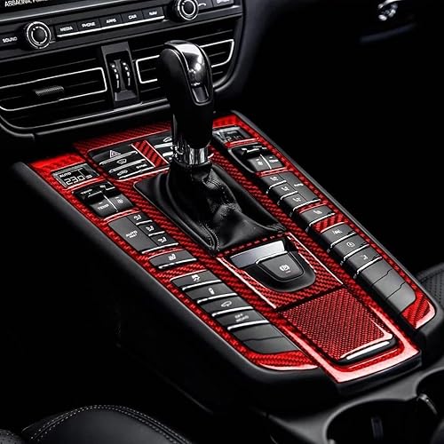 Miniatura 2 de Accesorios interiores de fibra de carbono Engranaje de control central Panel de freno de mano electrónico Conjunto de botones de marco para Porsche