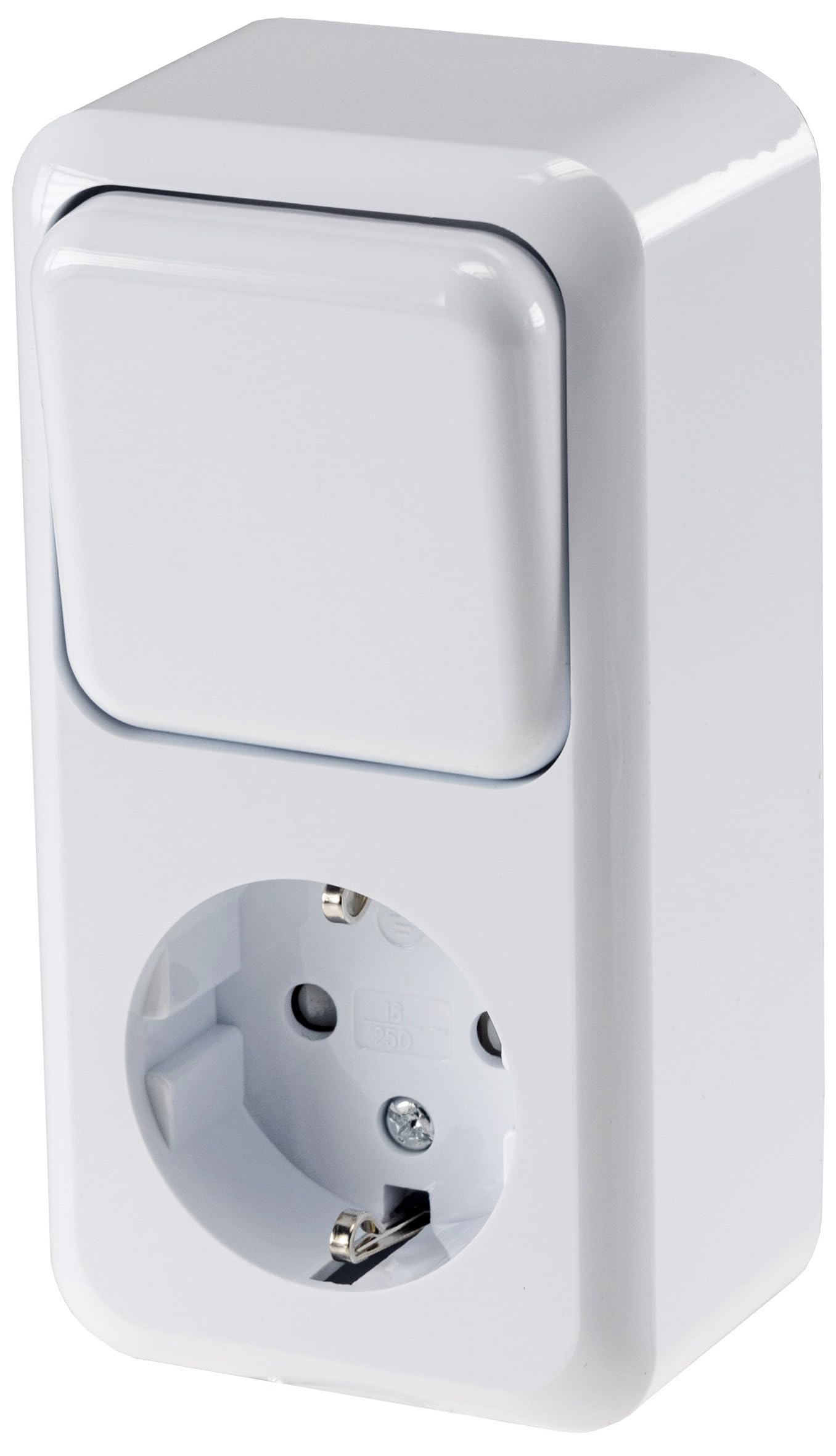 Base combinada de superficie con interruptor inversor serie Fasko blanco