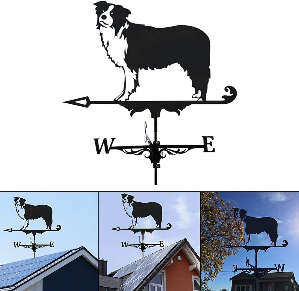 コリーウェザーベーン - 装飾ガーデンウェザーベーン、金属屋根庭風向計、屋外屋上ガーデンマウントヤード用風向計