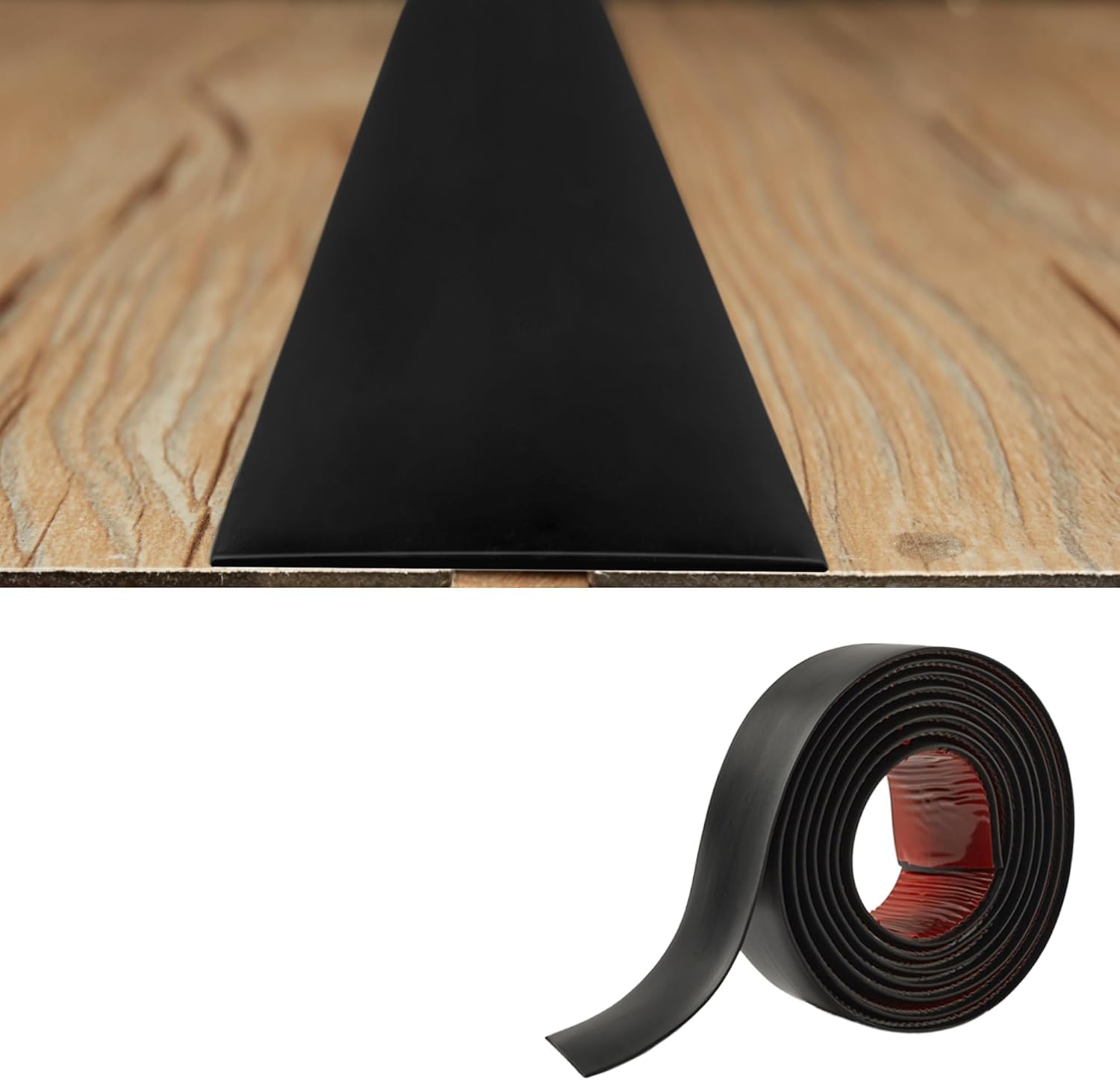 PVC Floor Transition Strip(2mm Thick Γ 5cm Wide) Laminate Floor Cover Strips Self Adhesive Door Bar Divider Strip Flat Flooring Edge Joining Trim(9M,Black)