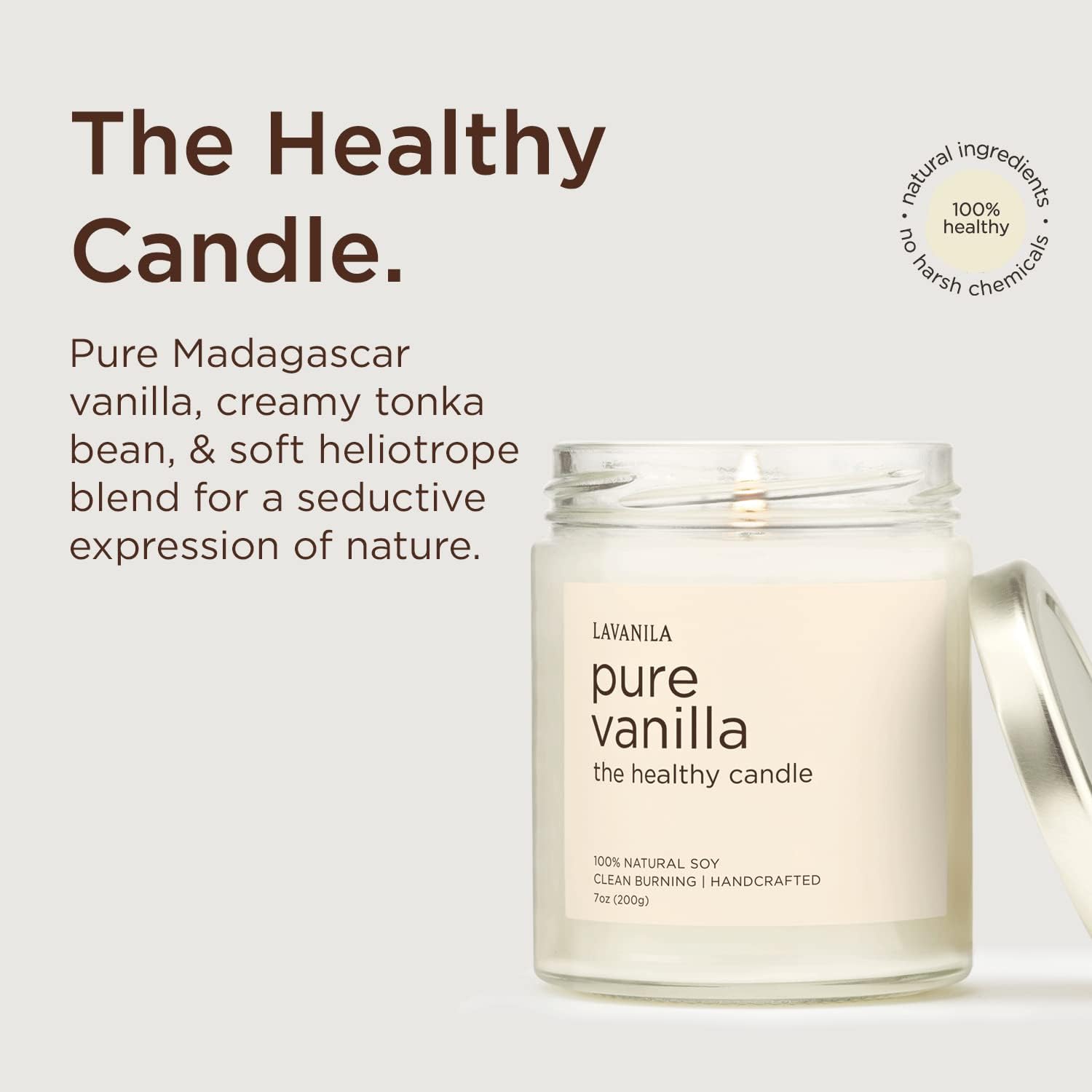 Lavanila Pure Vanilla Scented Natural Soy Candle (2-Pack) - Handcrafted, Clean Burning 50 Hour Burn Time, 7 oz Each - Image 3