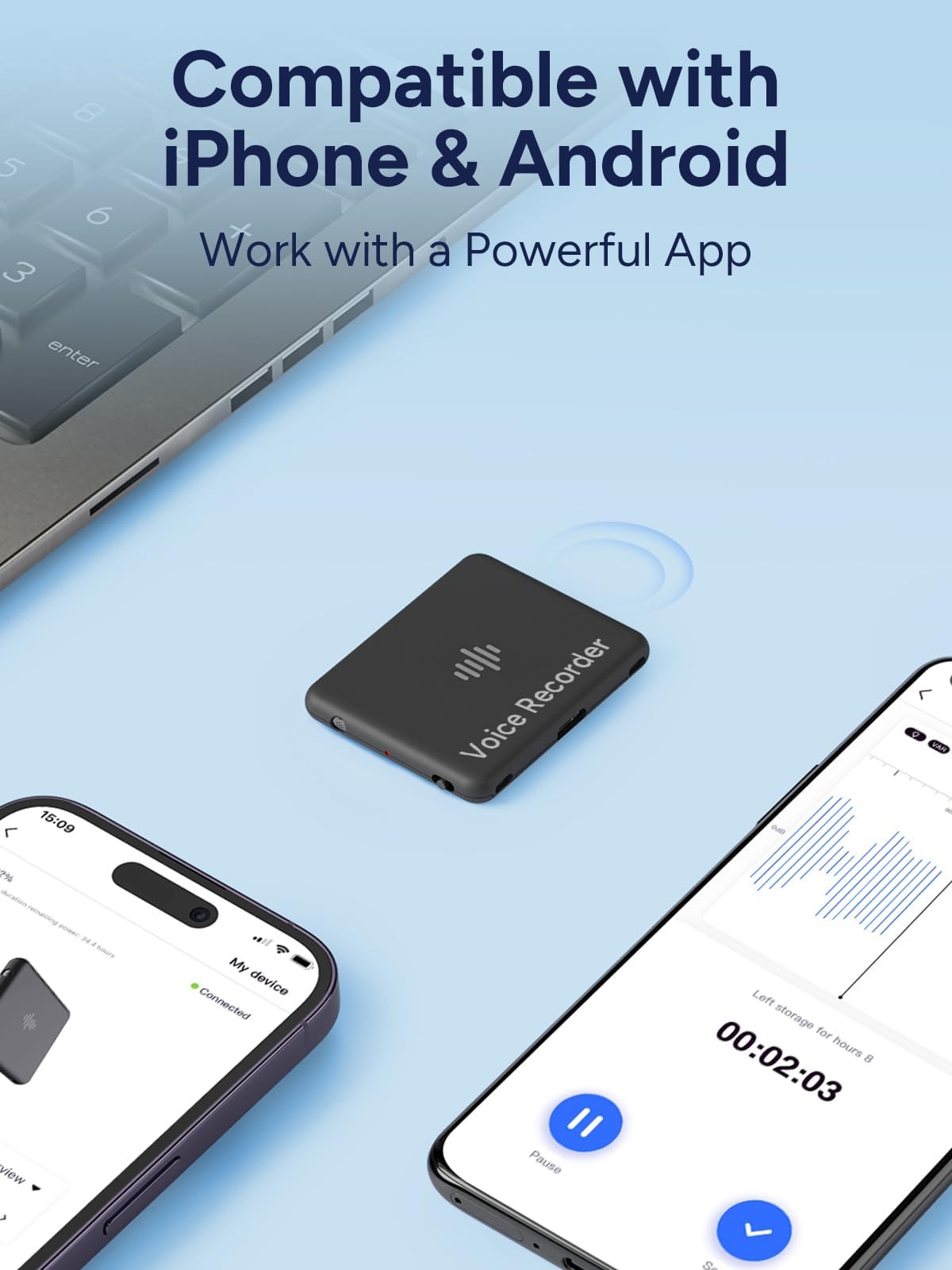 iZYREC 64GB Recorder with Display Screen Will Light up for Lectures Meeting, Black