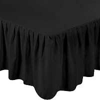 Vista 1 de 1Pc Ruffled Bed Skirt Twin Size Black Color 14 Inch Drop 600 Thread Count Dust Ruffle with Platform, Wrinkle and Fade Resistant