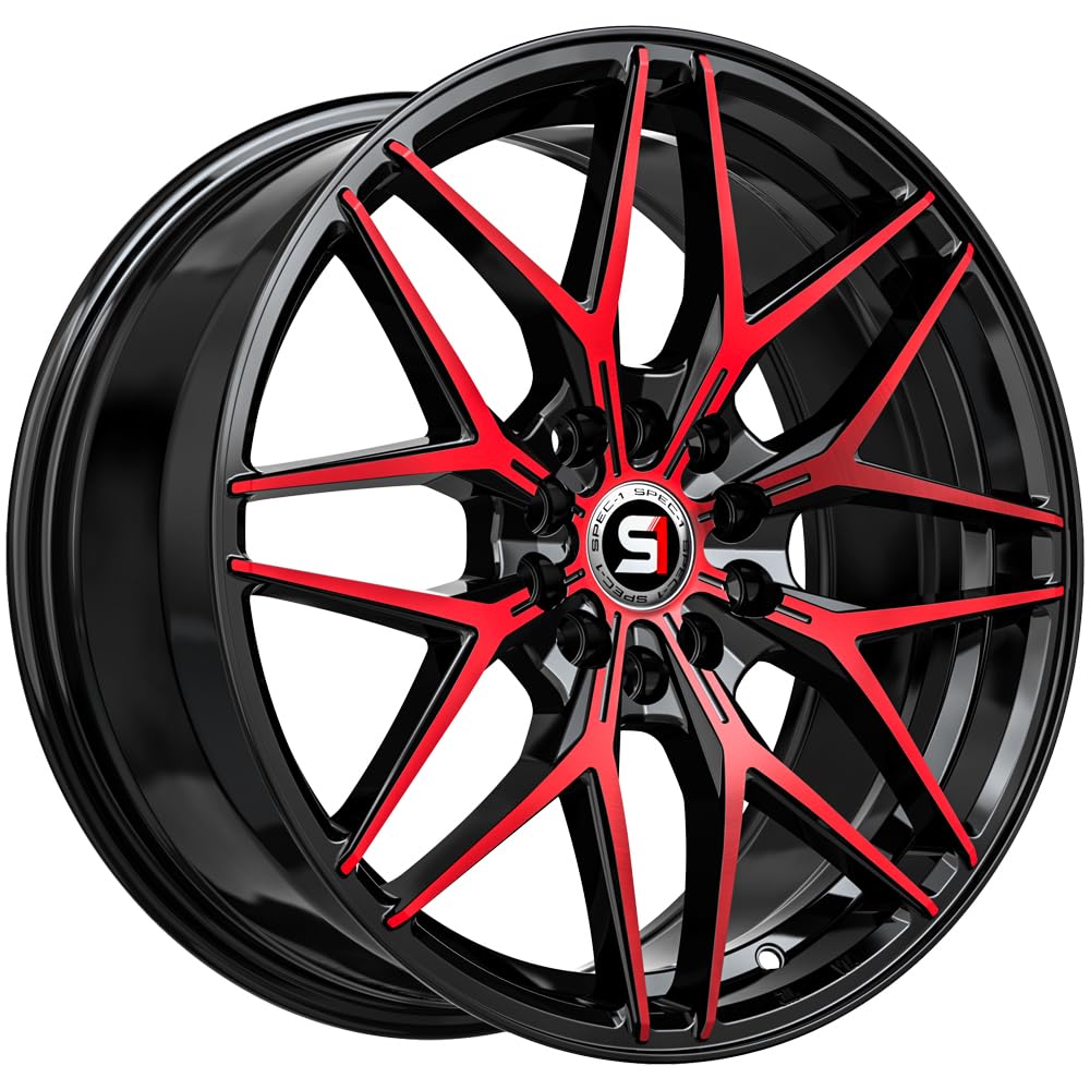 Amazon.com: Spec-1 17x7.5 SP-60 Gloss Black & Red Machined Wheel