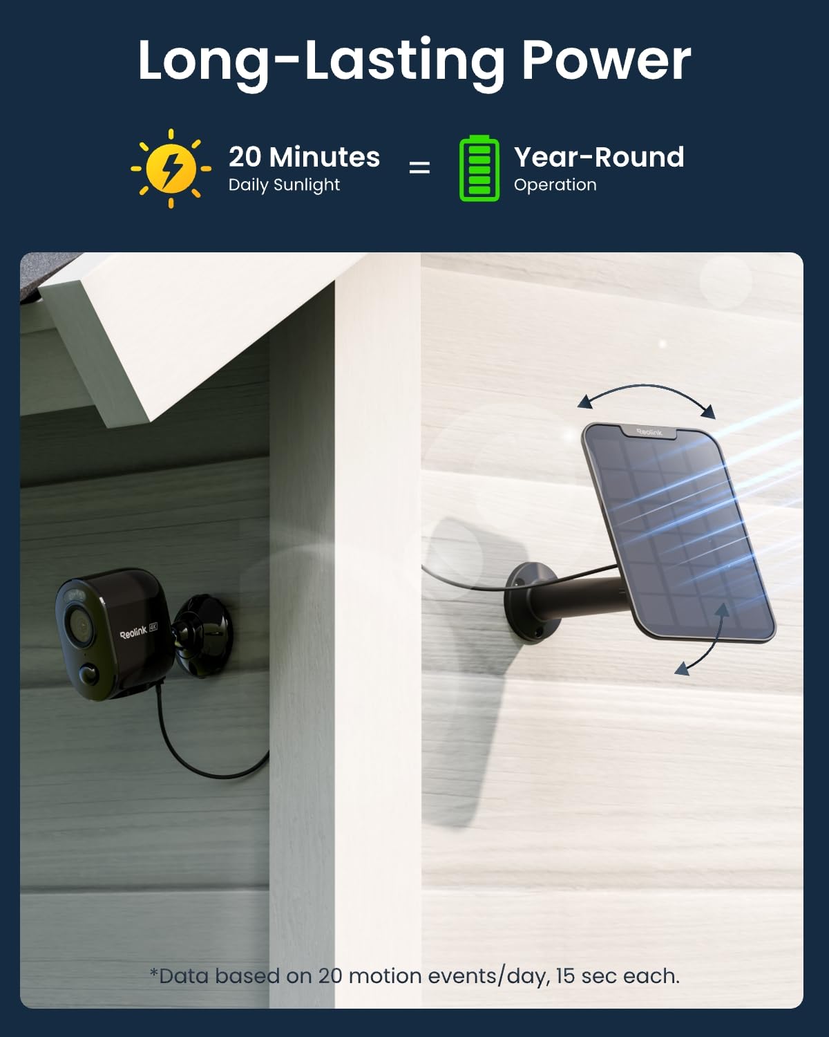 Reolink Kamera Zewnętrzna Smart, Kolorowa Noktowizja 4K, Wykrywanie Ludzi/Pojazdów, WiFi Dual-Band 2.4/5Ghz, Bezprzewodowa, Zasilanie Bateryjne/Solarne, Argus 3 Ultra z Panelem Słonecznym Czarny
