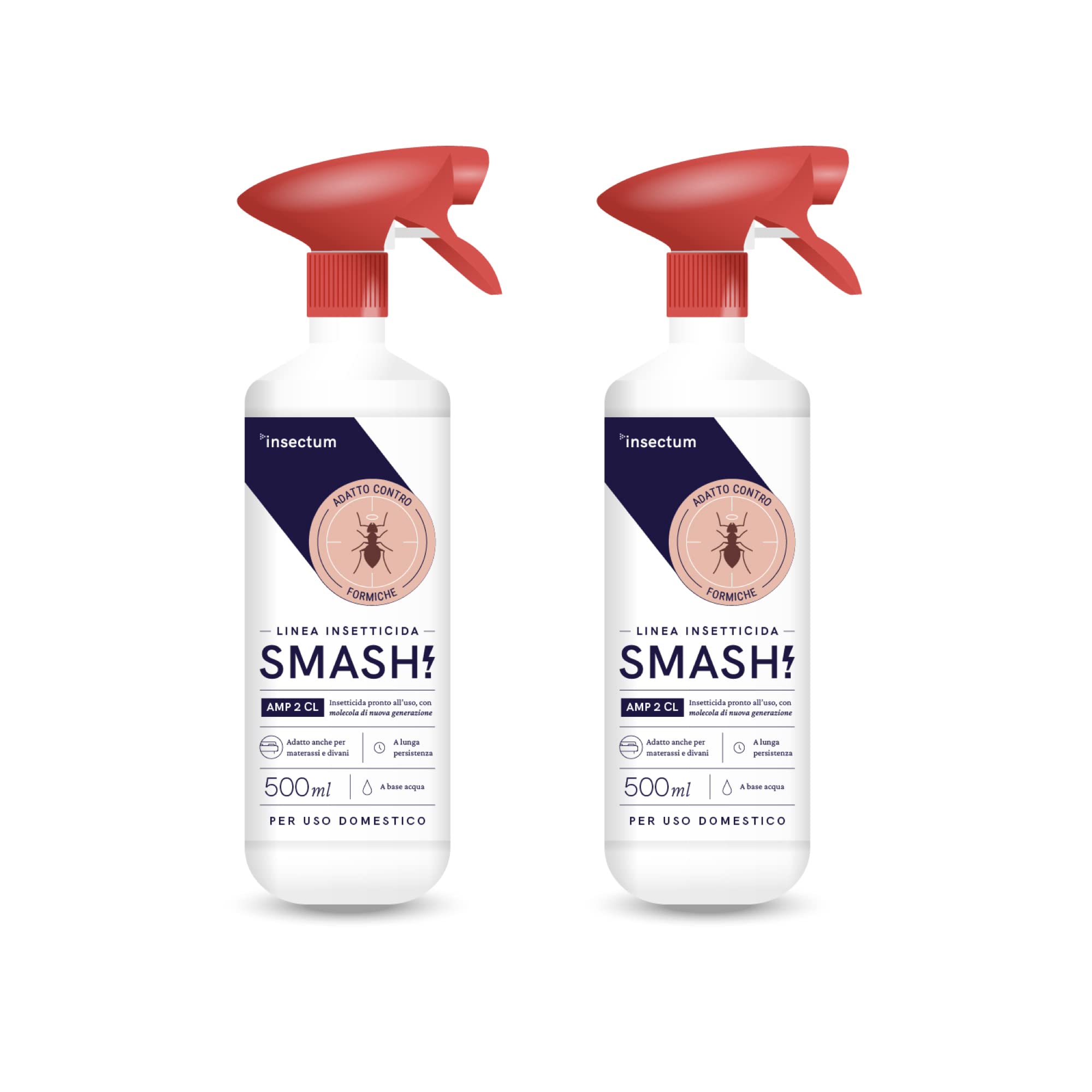 SMASH Spray Insetticida Formiche per Casa - 2x500 ml - Adatto per Ambienti con Animali Domestici. Senza Permetrina. Antiformiche per Interno Casa - Istruzioni incluse