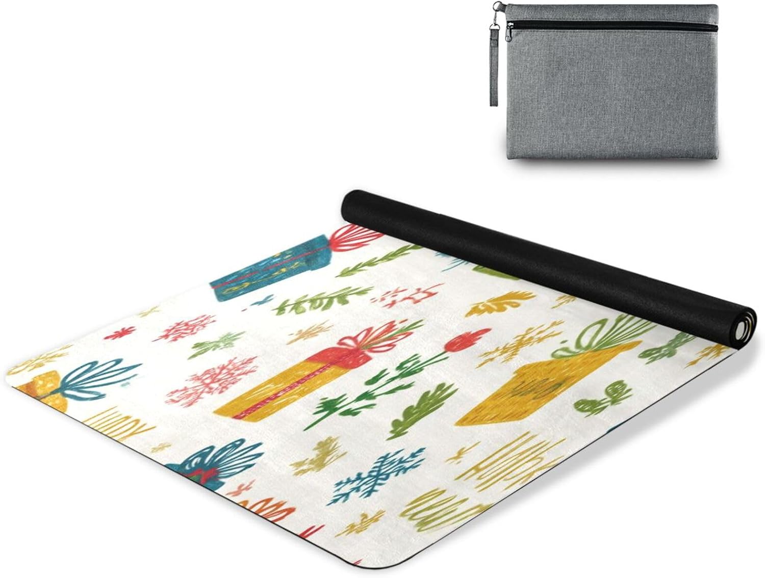 Happy Year Gift Boxe Yoga Mat for Women Men 71" x 26" Non Slip Exercise & Fitness Mat 1mm Thick Workout Mat for Yoga, Pilates, Come with Storage Bag