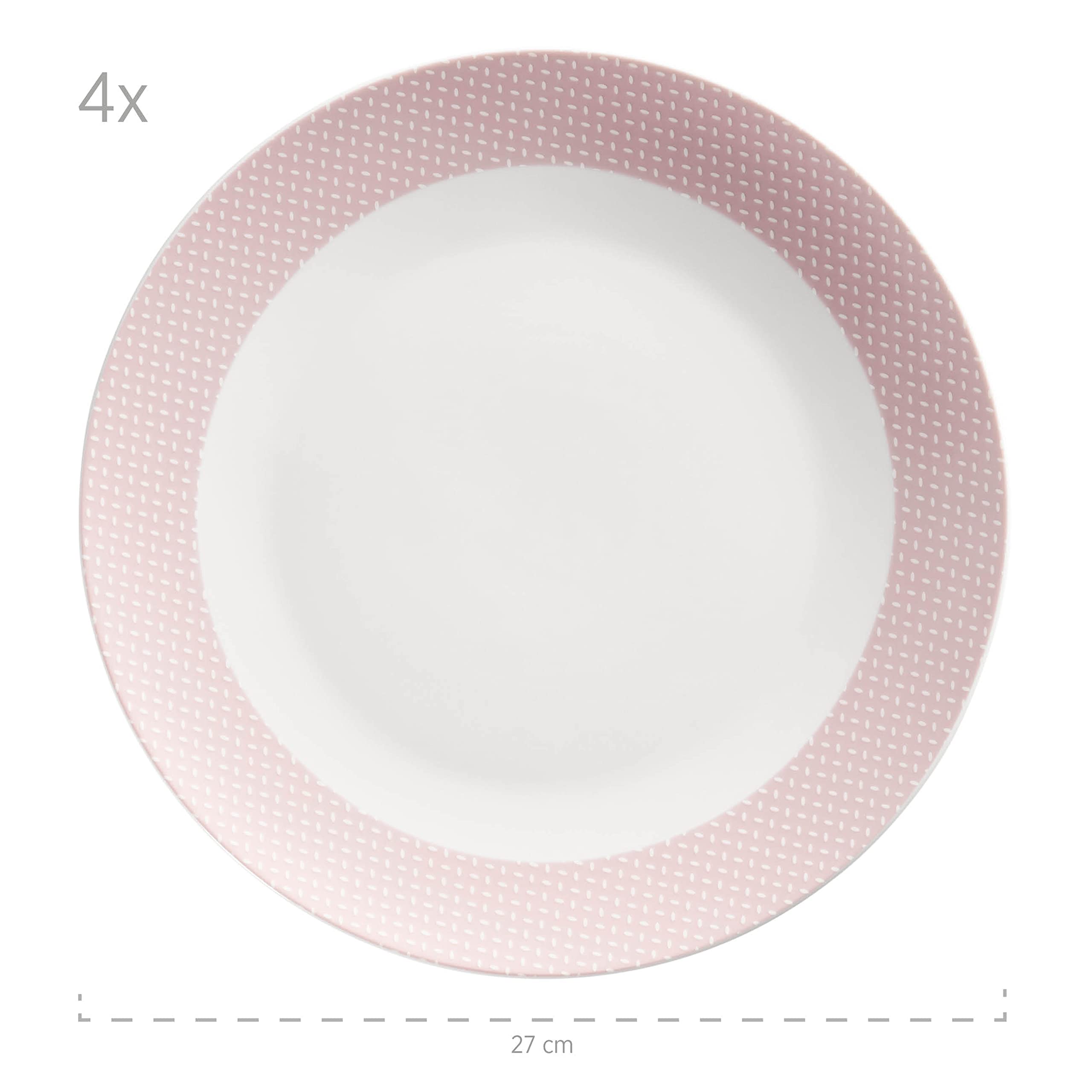 MÄSER Kitchen Time II - Vajilla para 4 personas (porcelana, 16 piezas), color rosa
