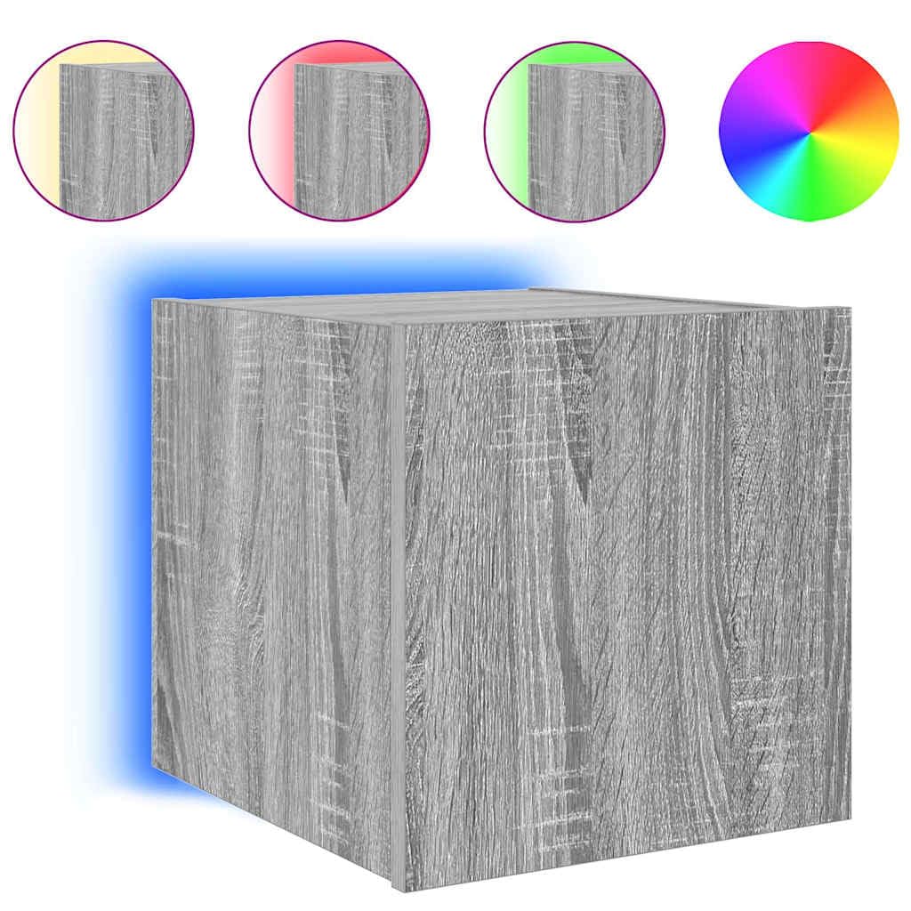 Wisząca RGB LED szafka ścienna szary 30.5x35x30 cm | Wisząca szafka RTV z LED szary dąb sonoma 30,5x35x30 cm oświetlenie RGB ścienna pod telewizor