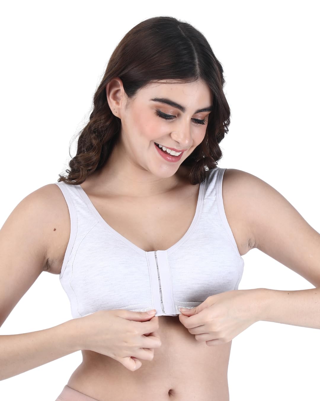 Cotton Front Open Sports Bra for Women Daily Use | Non-Wired Sweat Absorbent Seamless Bra | Full Coverage Regular Wear Comfortable and Convenient with Back Support Suitable for Gym, Yoga