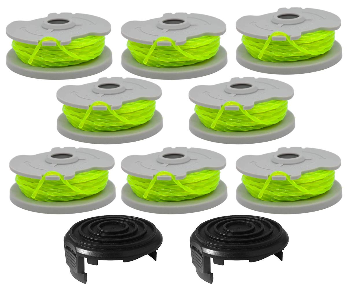 WA0014 Trimmer Line Replacement, for Worx WA0014 WG168 WG184 WG190 WG191 Weed Eater String Edger - 20 ft 0.080" with WA0037 Cap Covers (8 spools, 2 Cap)