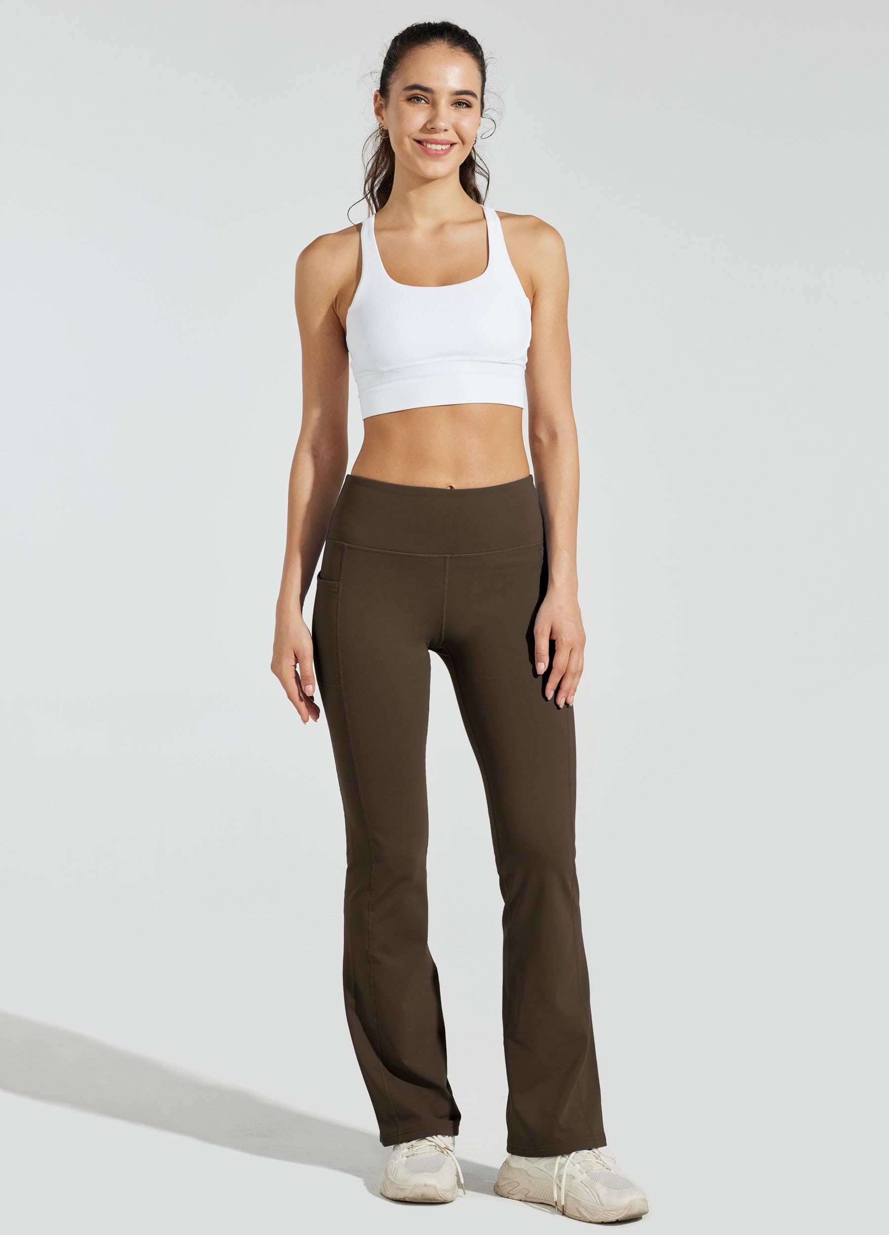 Willit Pantalon de yoga doublé en polaire pour femme - Pantalon d'hiver thermique taille haute - Résistant à l'eau