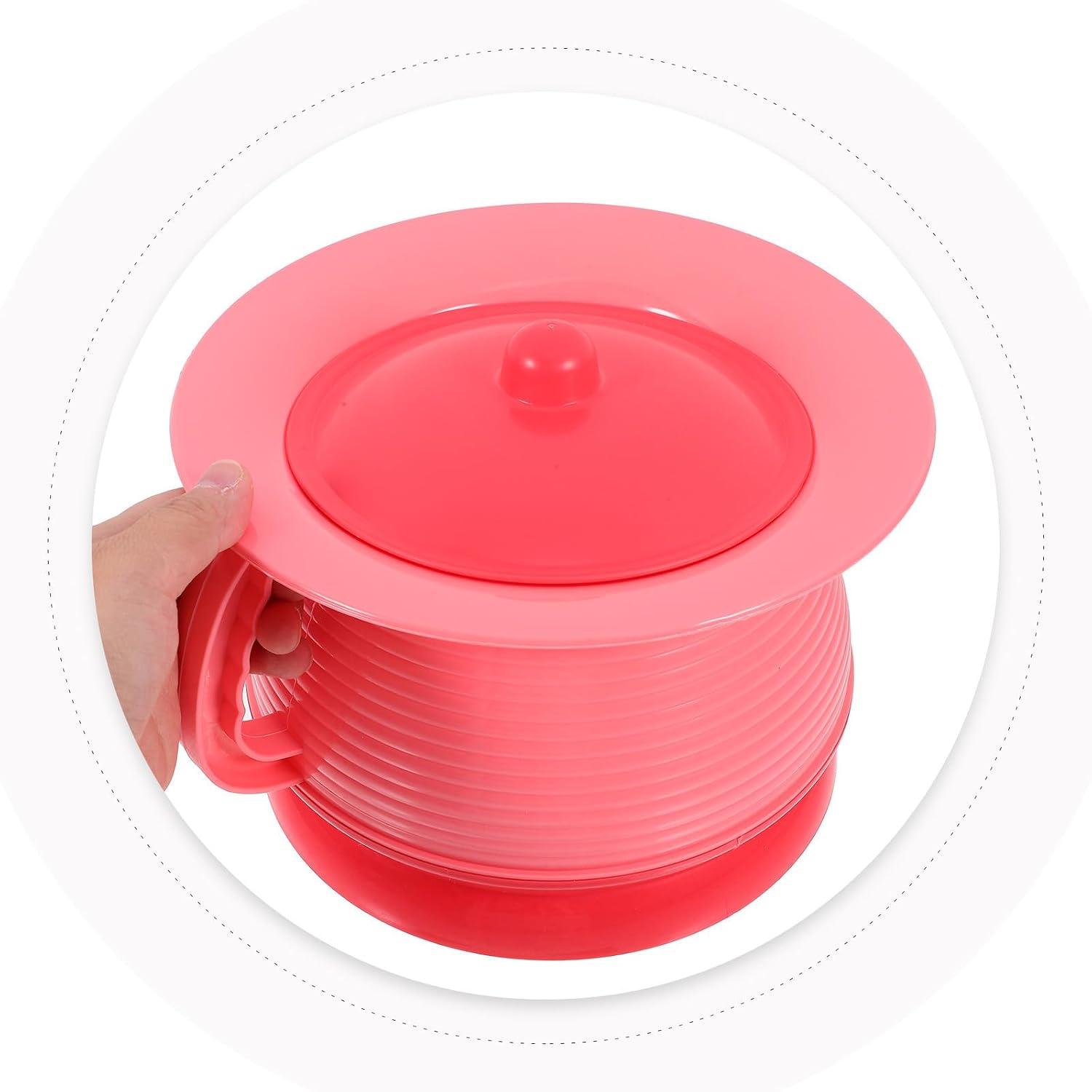 Portable Pink Plastic Potty Training Bucket with Handle, Comfortable Ergonomic Design, for Camping and Toilet Training