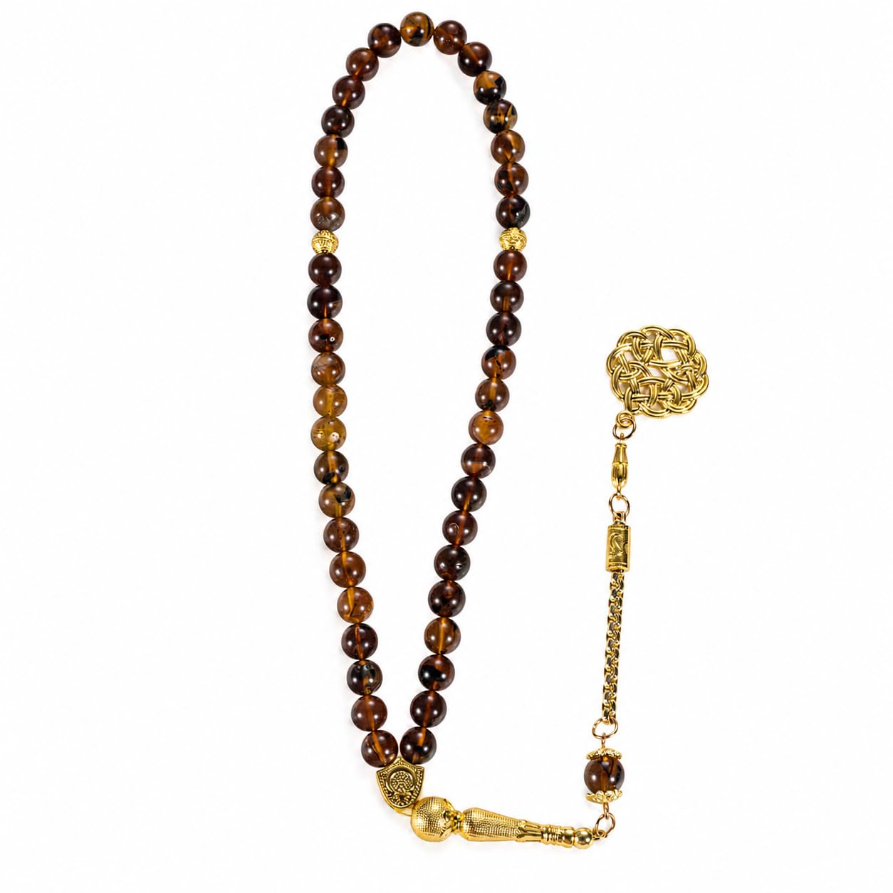 Amber Tasbih 45 Beads Misbaha Prayer Beads with Certificate and Gift Box, Natural Amber Tasbih for Men Father Husband, Ramadan Eid Birthday Gift