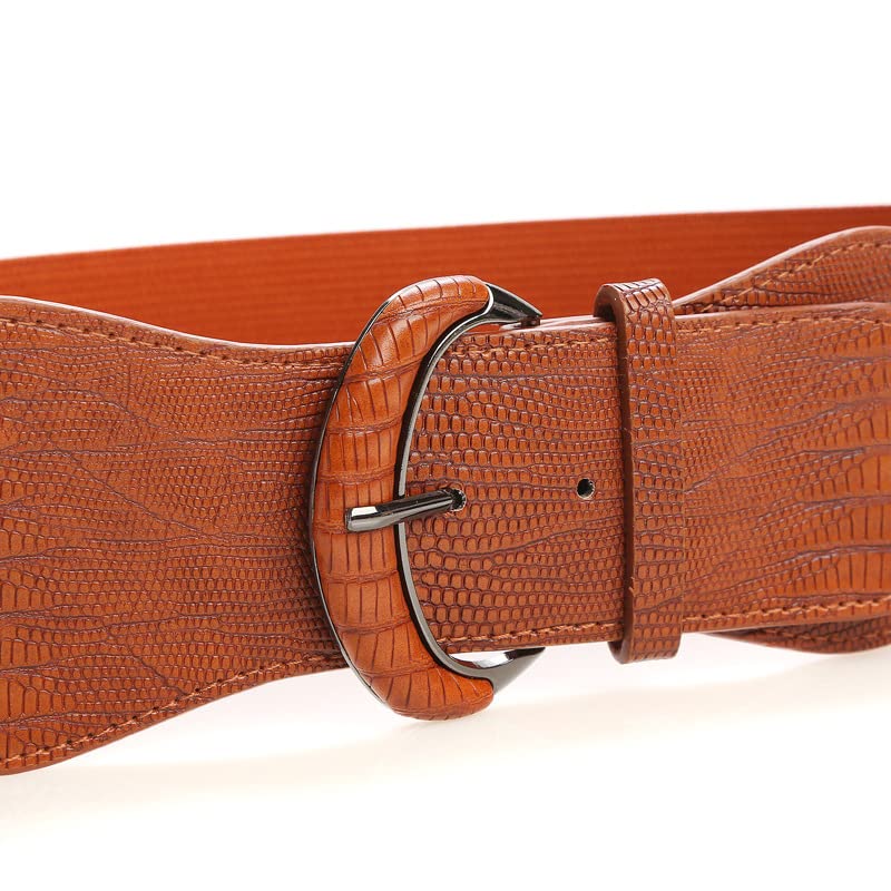Women's Wide Stretchy Cinch Belt Vintage Chunky Belts with Buckle Adjustable3