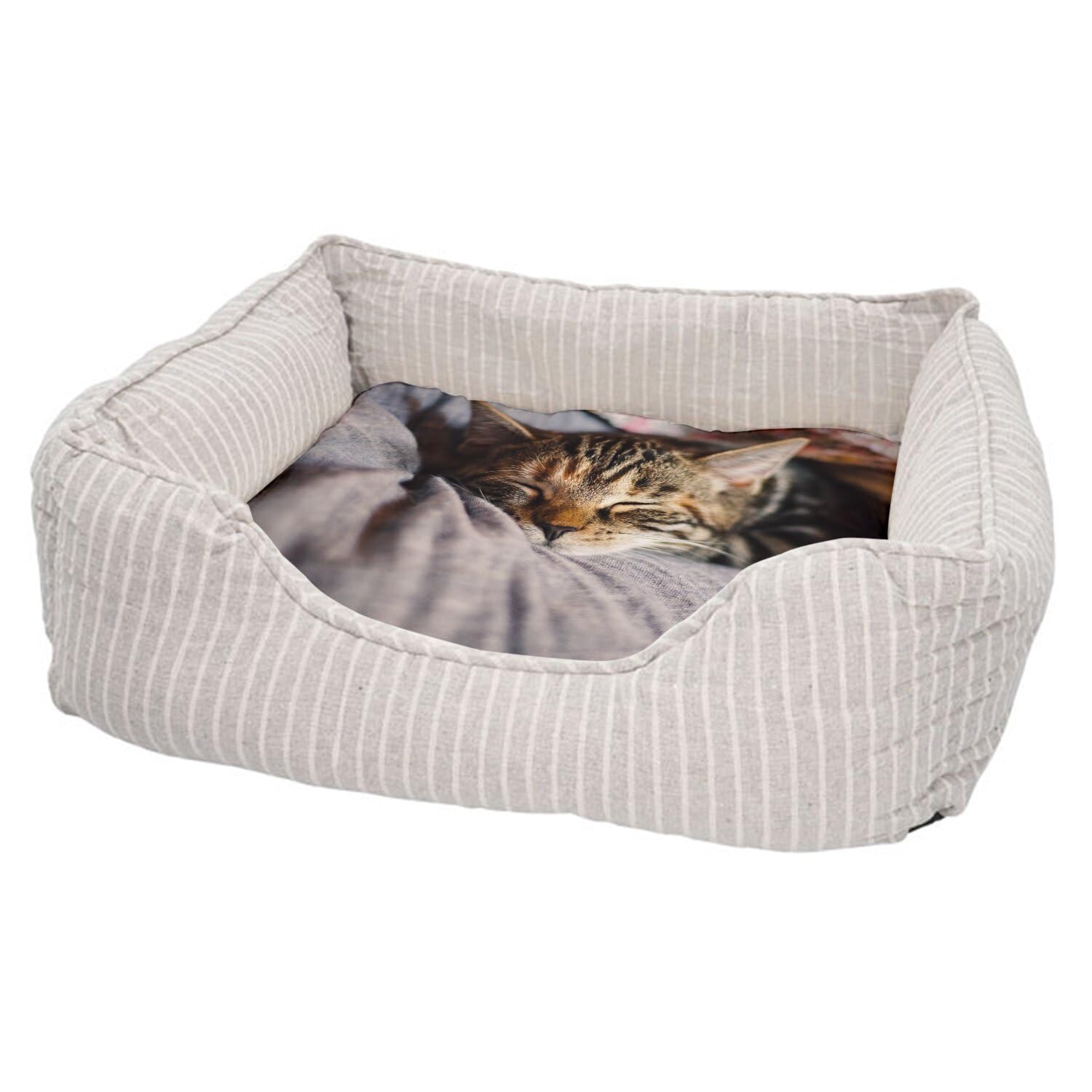 Panier pour chien et chat lavable avec son coussin déhoussable imprimé en France