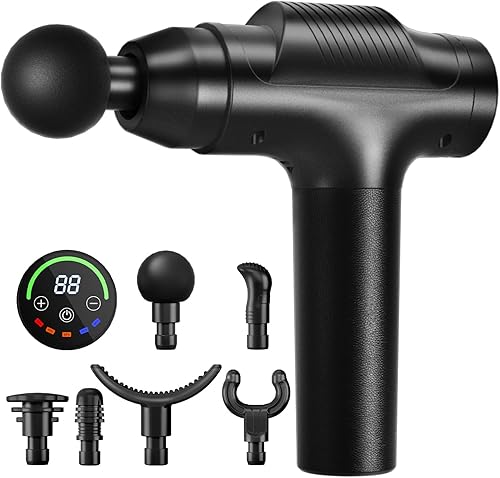 Pistola de masaje de tejido profundo, masajeador muscular eléctrico portátil, masajeador de percusión de alta intensidad para aliviar el dolor con