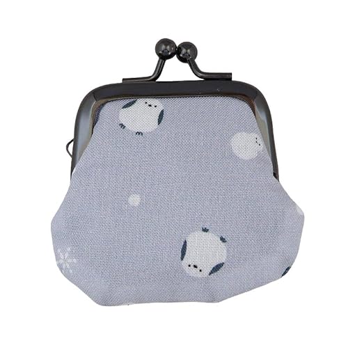 HollyHock お賽銭用がま口/シマエナガと雪だるま(ラベンダーグレー)