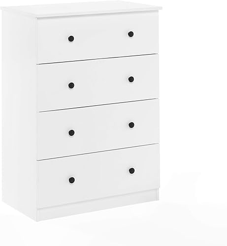 Furinno Tidur - Cómoda de diseño simple, perilla de 4 niveles, color blanco sólido