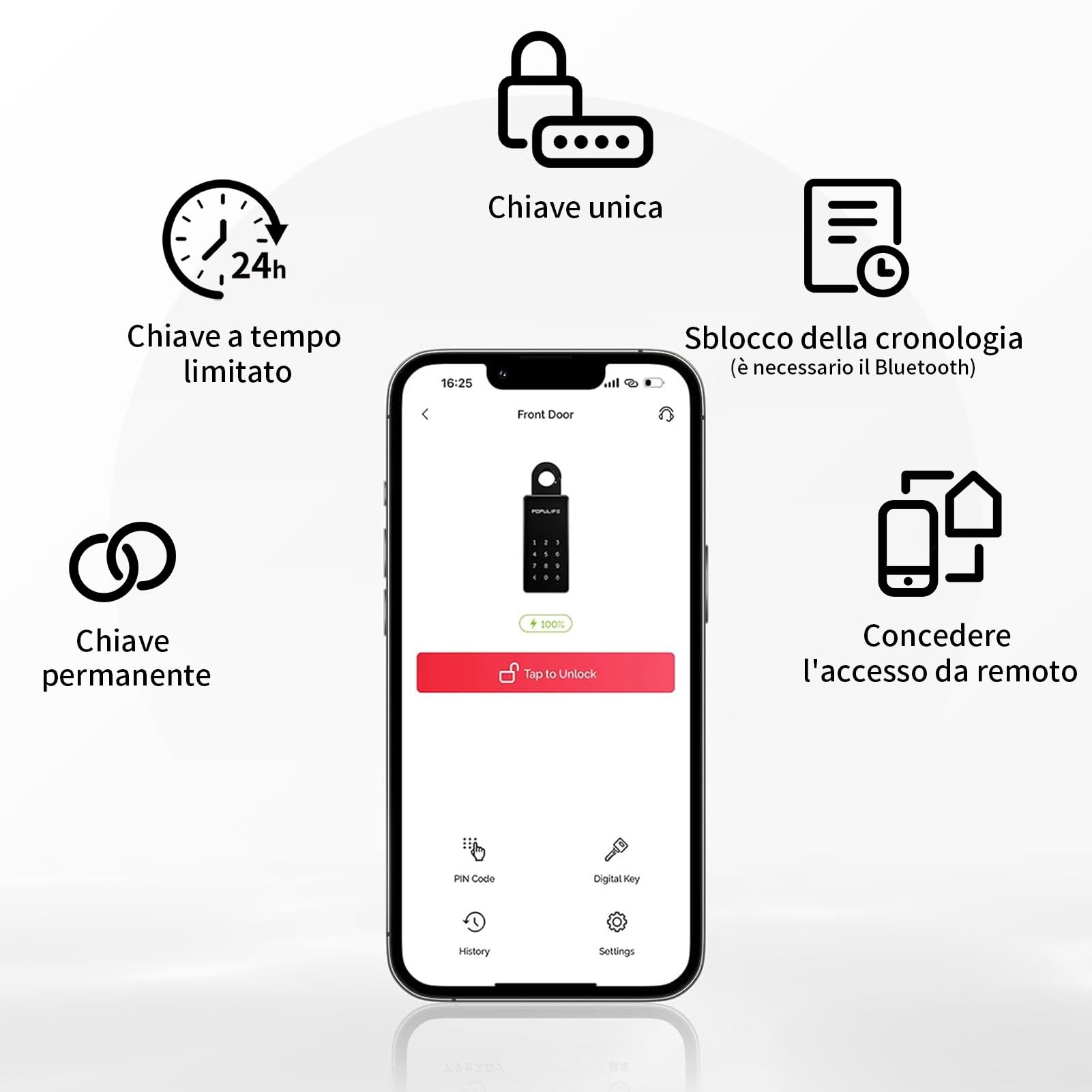 【Versione Aggiornata】Populife Smart Key Box, Elettronica Bluetooth Cassetta Chiavi con Codice, Cassetta Sicurezza Chiavi Fili per Casa, Ufficio & Affitti Immobiliari, IP66 Impermeabile