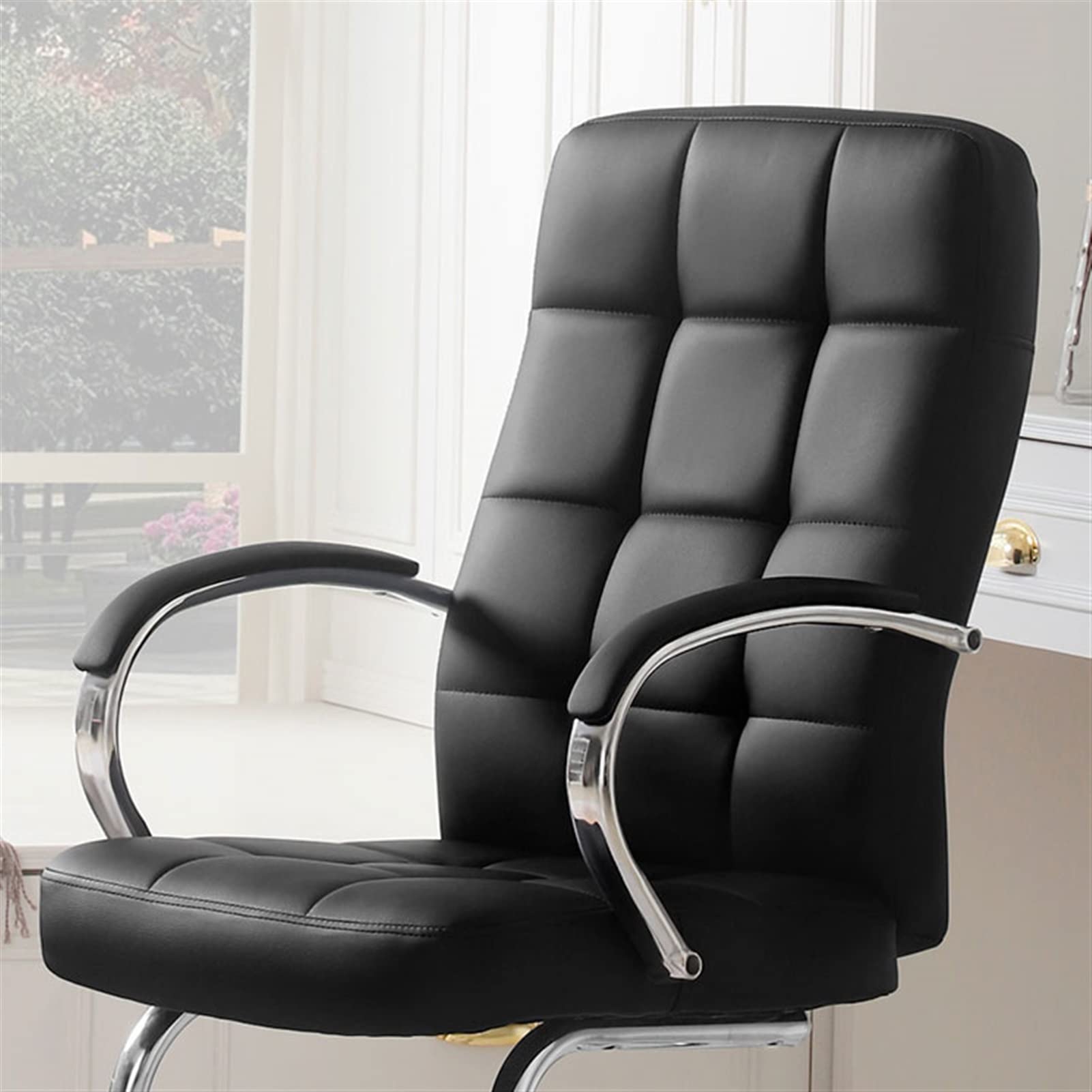 Chaises de bureau Chaise latérale exécutive PROFESSIONNEL HAUT DOS HAUT ET RADÉ ECO SIEM EN CUIR, ARMES FORMES ET SUPPORT LUBRAIN TRANSFORME VISITEUR Visiteurs Fauteuil de Bureau ( Color : Noir )