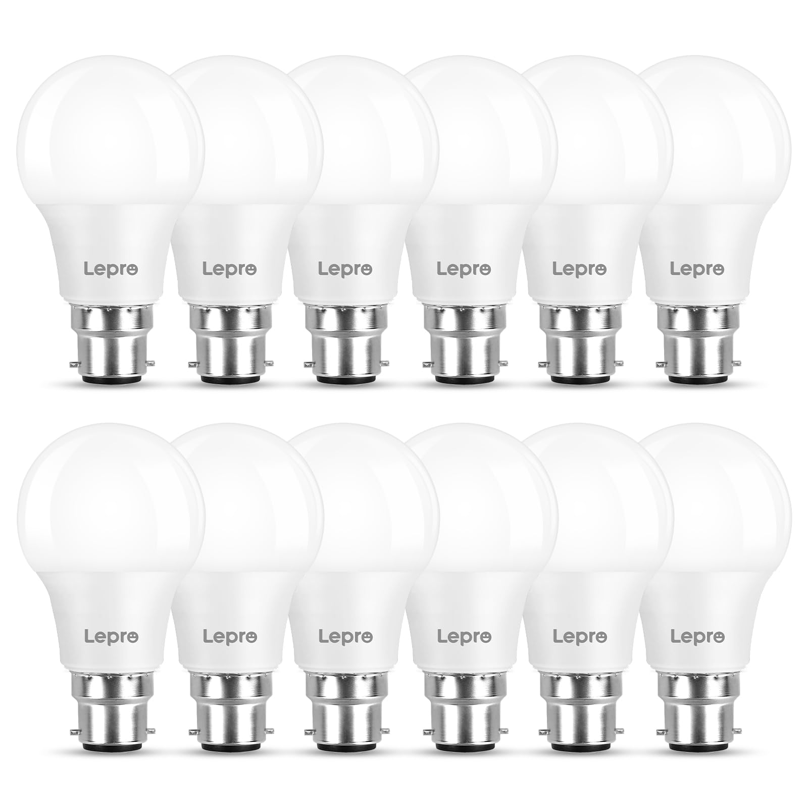 Lepro Warm White Bayonet Light Bulbs 60W Equivalent, 2700K, 8.5W 806Lm Led Bayonet Bulb, B22 Led Bulbs, Bc Gls Energy Saving Lightbulbs Bayonet, Non-Dimmable, Pack Of 12