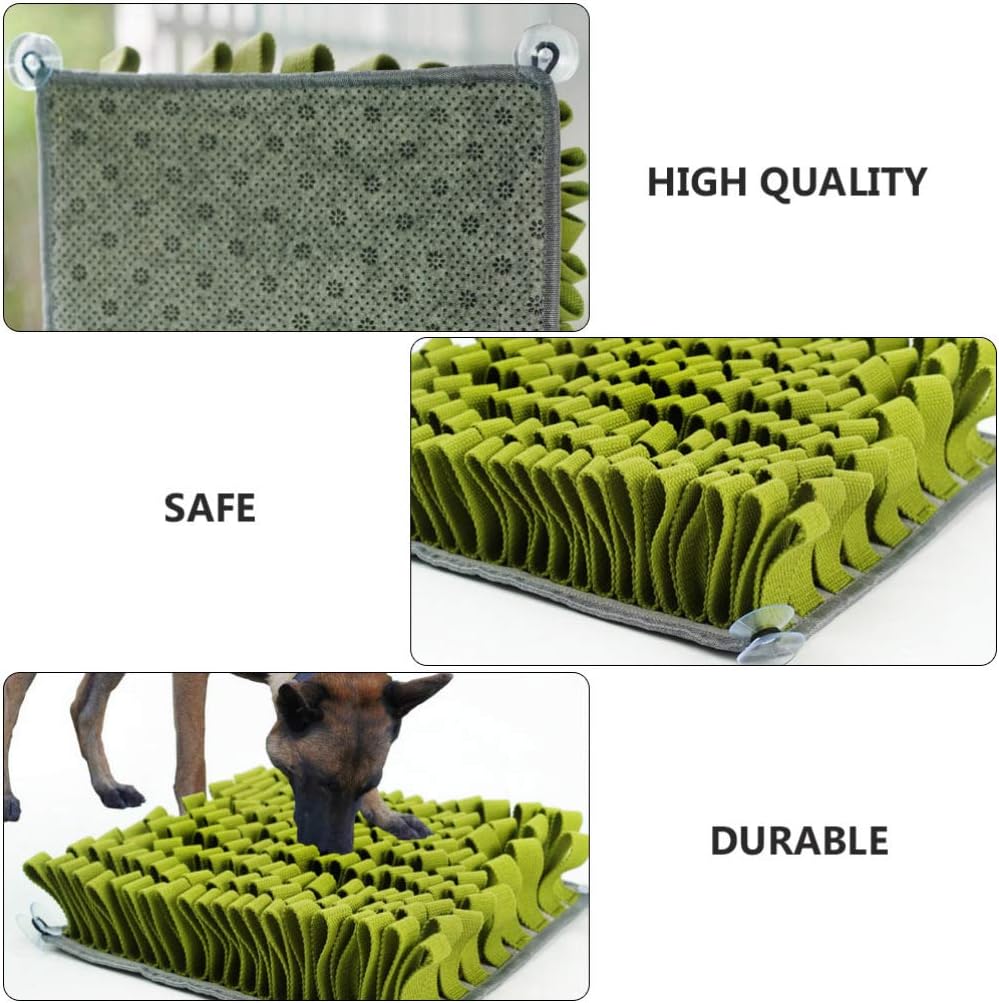 balacoo 1pc Pet Snuffle Feeding Mat for Dogs Interactive Slow Eating Training Blanket Dark Green Reduces Litter Relieves Stress Encourages Natural Foraging Skills Non- Cups