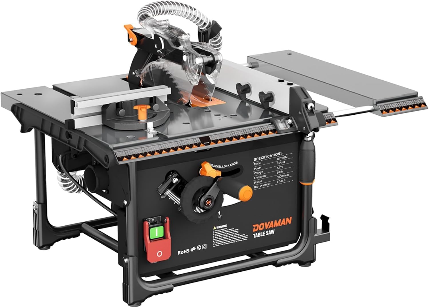 DOVAMAN 15A Table Saw, 8.5' Dustless Portable Table Saw
