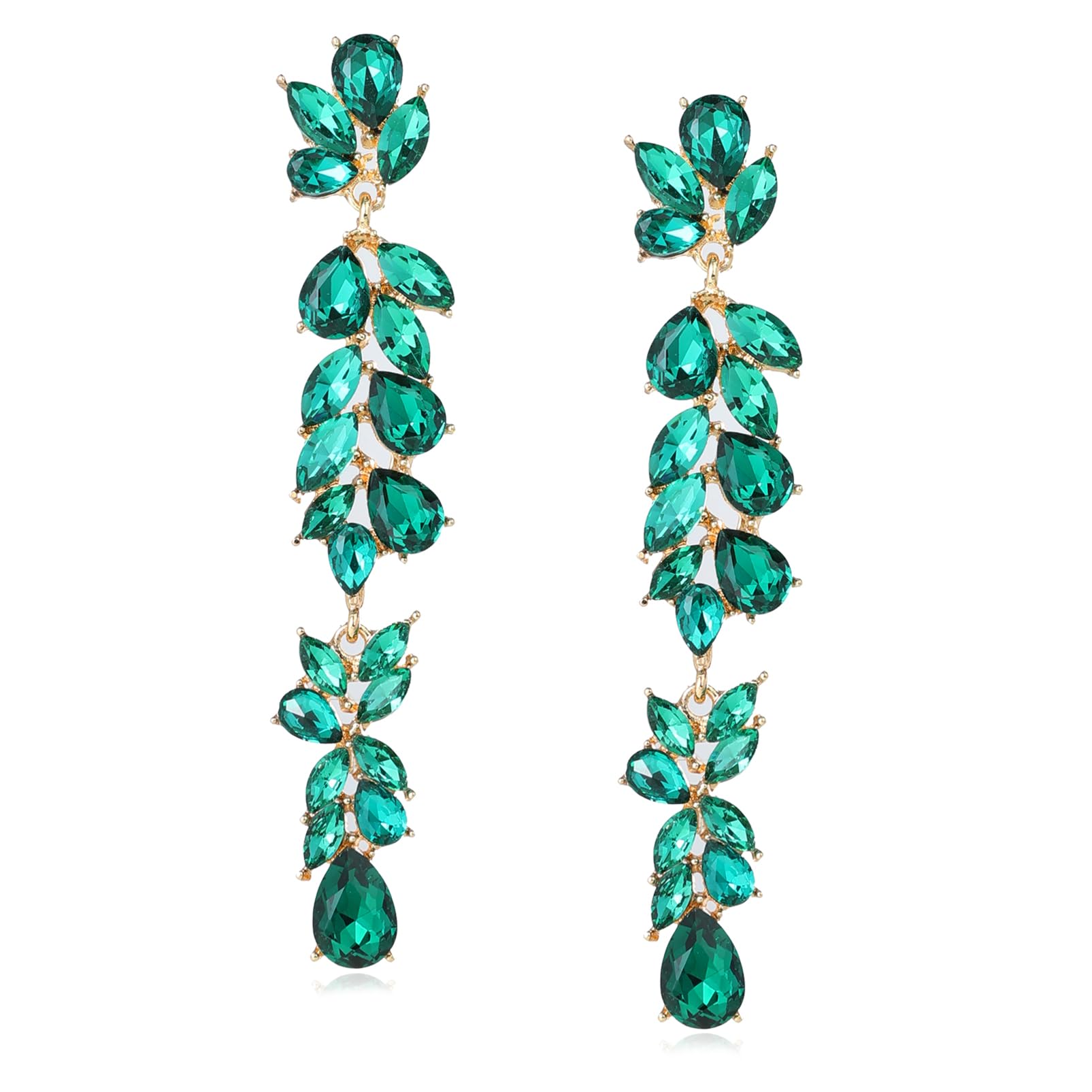 Moiegouct Long Rhinestone Dangle Earrings Sparkly Crystal Teardrop Dangling Earrings for Women Wedding Brides Prom Jewelry