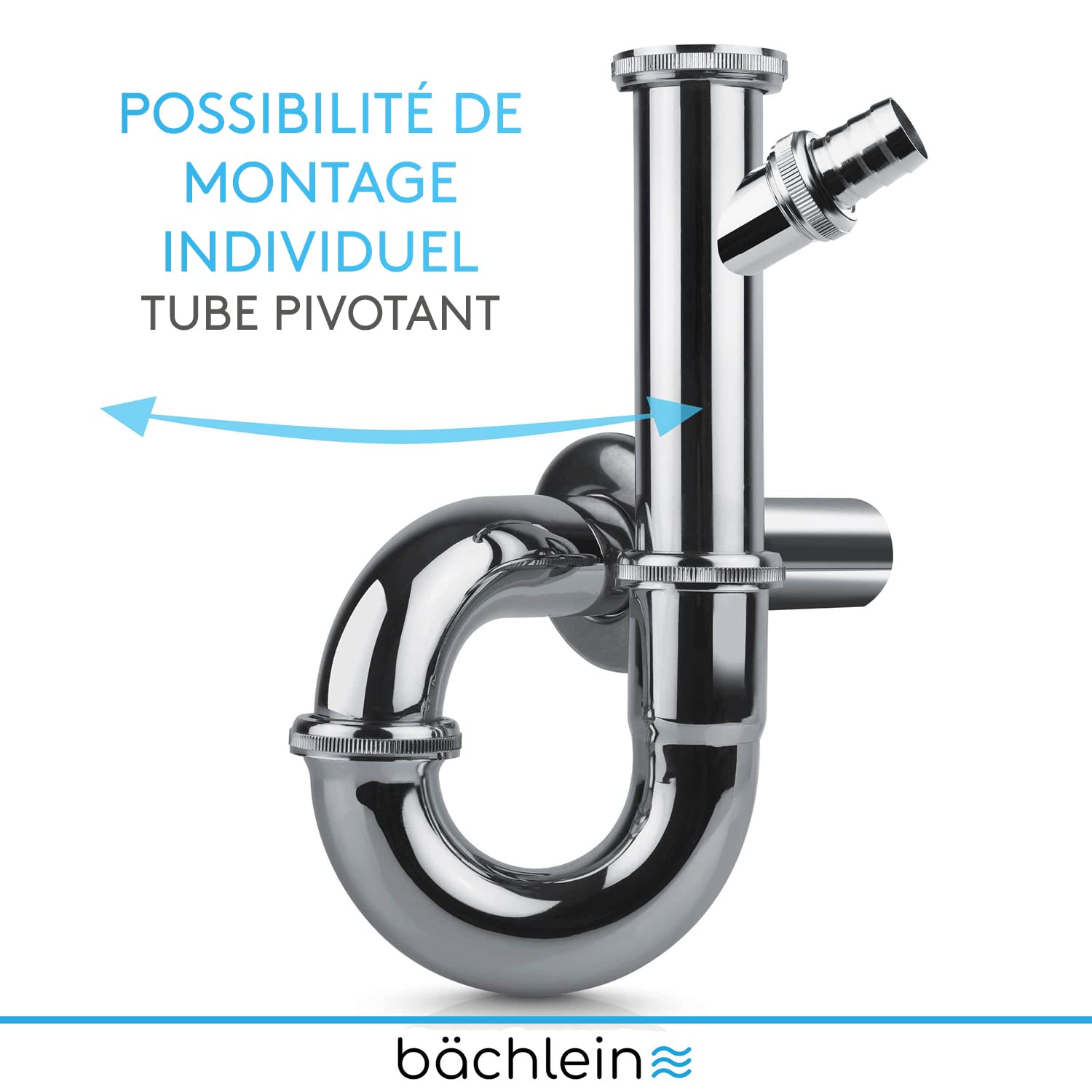 Siphon Tubulaire Flexible Bächlein - Pour évier Cuisine - Raccord Universel G 1 1/2" - Fabriqué En Allemagne