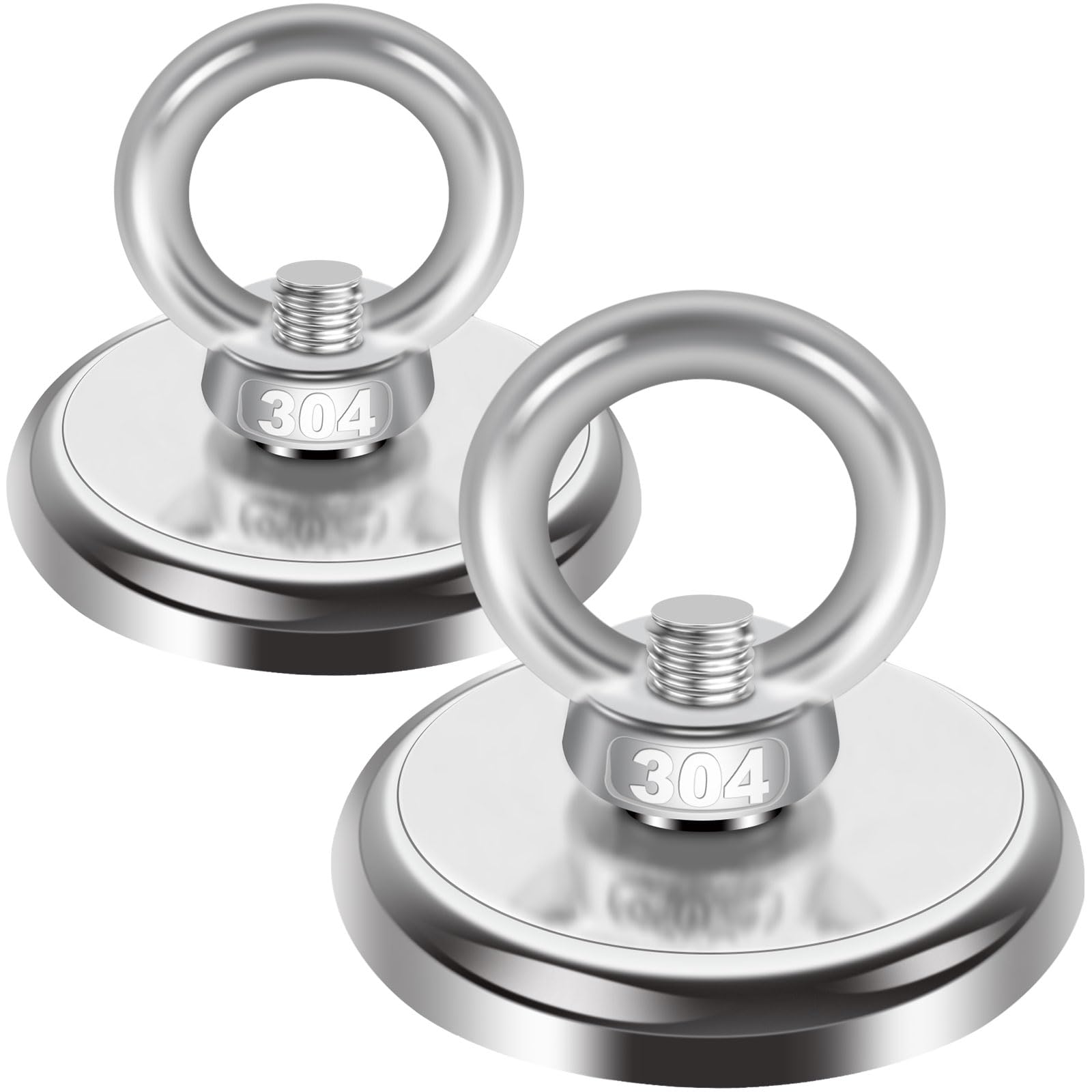 Imanes Neodimio Potentes Redondo 42mm 65Kg Fuerza Tracción Perno Ojo Elevación 2 Piezas